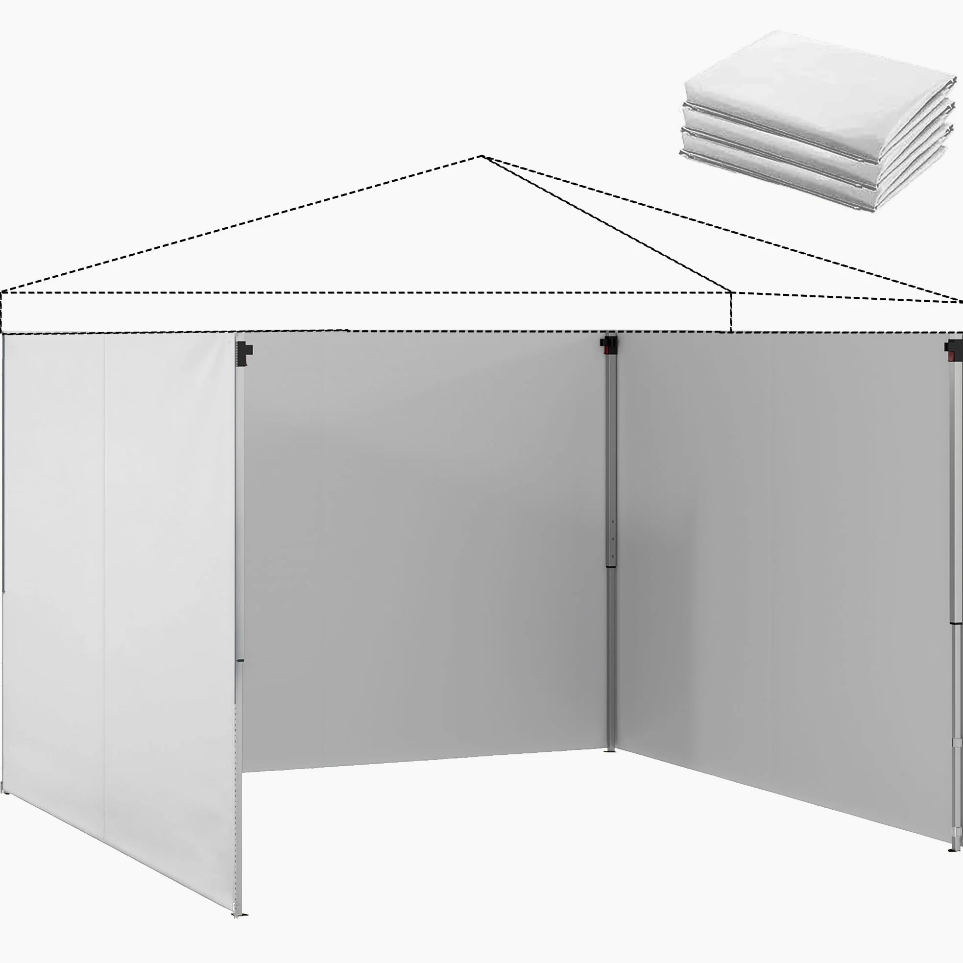 Outsunny 3 Paredes Laterales para Carpas de 3x3 m, Repuesto Cenador Tela Oxford 210D Cremallera, 300x200 cm, Blanco