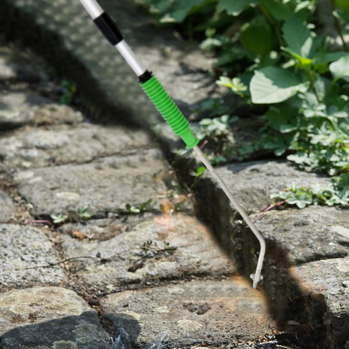 Herramienta Manual para Desherbar Jardín de Acero Extensible | Plata, para Grietas de Muro y Piedras, Uso en Jardinería, Taladro de Mango Largo