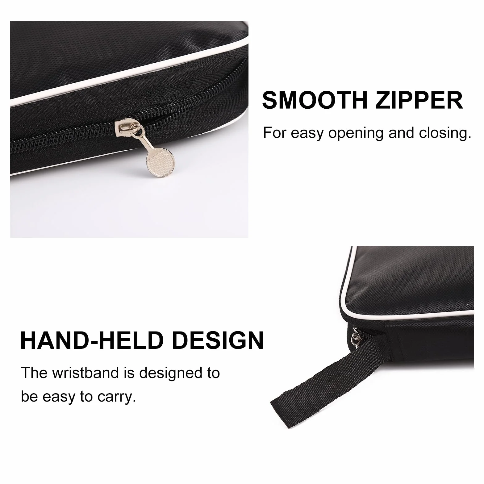 Bolsa de Tenis de Mesa para 2 Raquetas, Impermeable, Compartimiento para 3 Pelotas, 29 x 19 x 6 cm