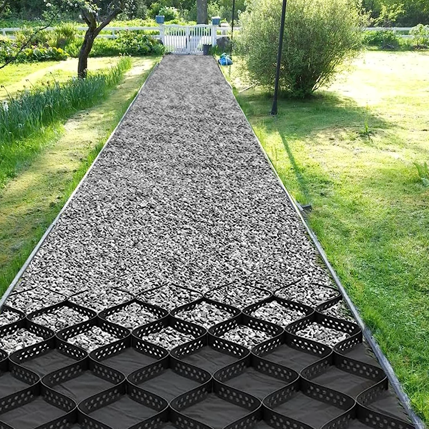Sistema de pavimentación de rejilla de grava de 2 pulgadas de alto, estabilizador permeable para estacionamiento, entradas, patios, pasarelas y pendientes, solución de pavimentación de grava de