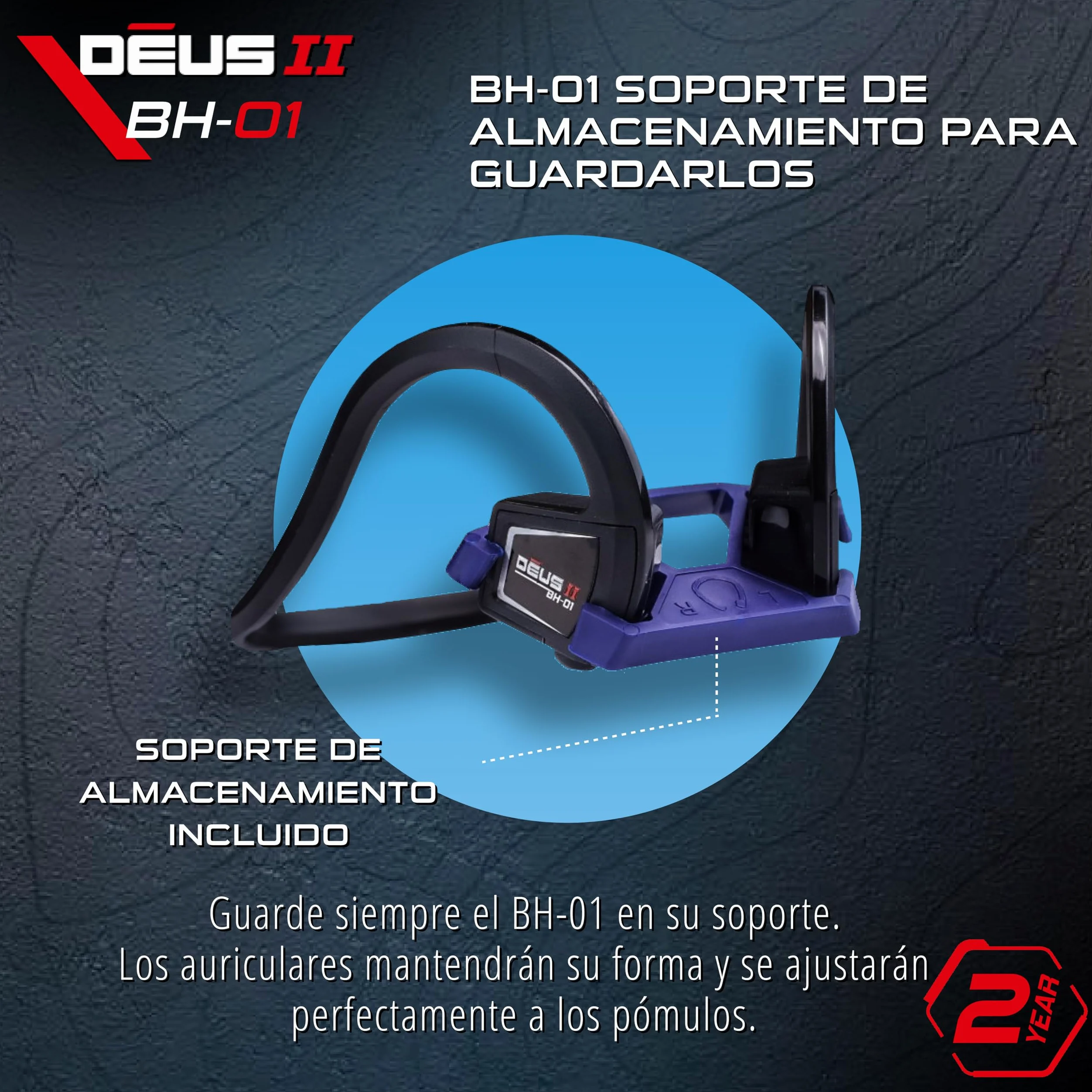 XP METAL DETECTORS BH-01, casco de conducción ósea con cable, diseñado para Le Deus II - Casco impermeable para detección de metales submarinos de hasta 20 m - certificado IP68
