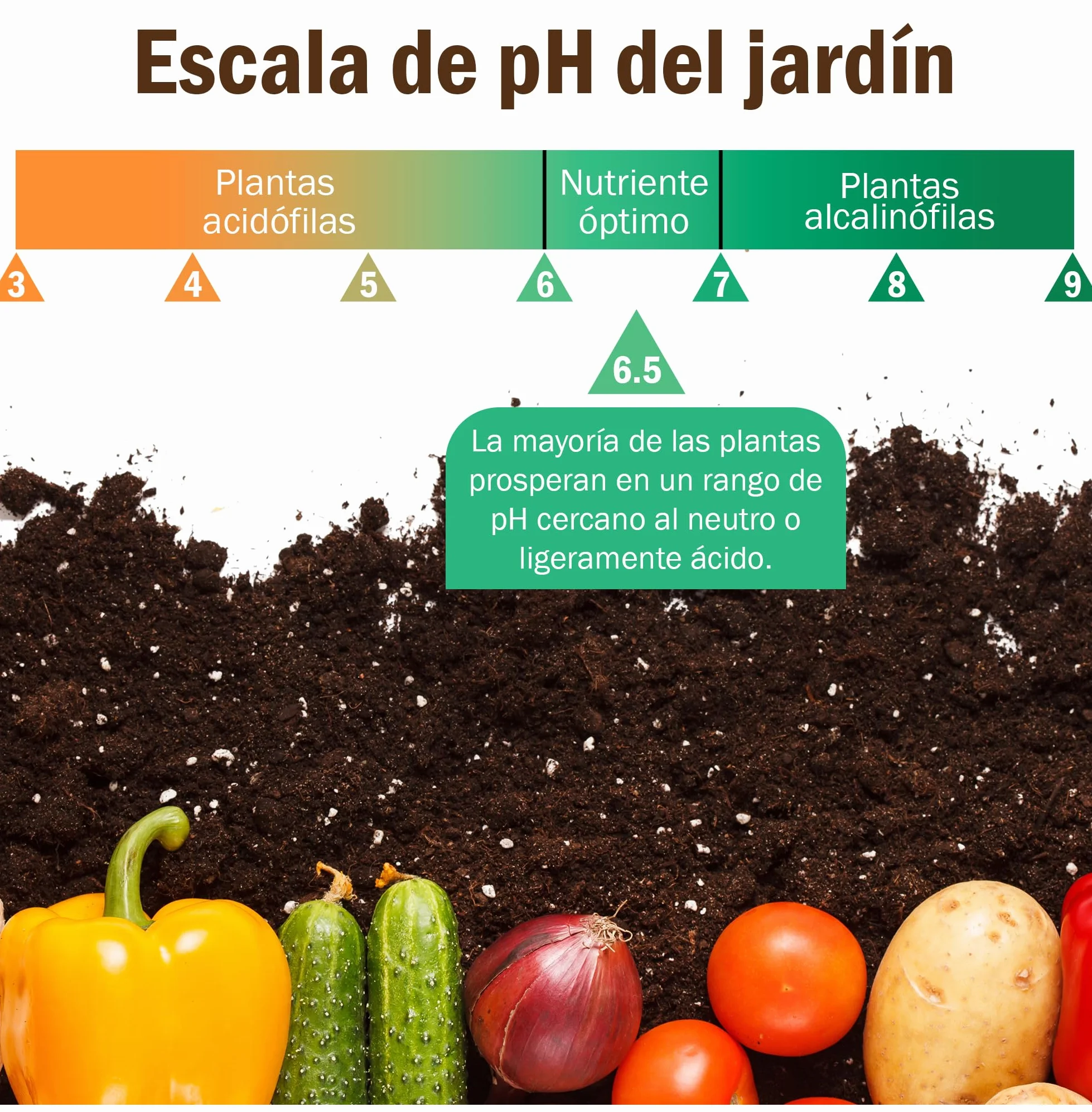 Kit de prueba de suelo: 100 tiras de prueba de pH del suelo (rango 3-9) pruebas de pH rápidas y precisas para jardín, césped y plantas | Tiras probadoras de pH fáciles de