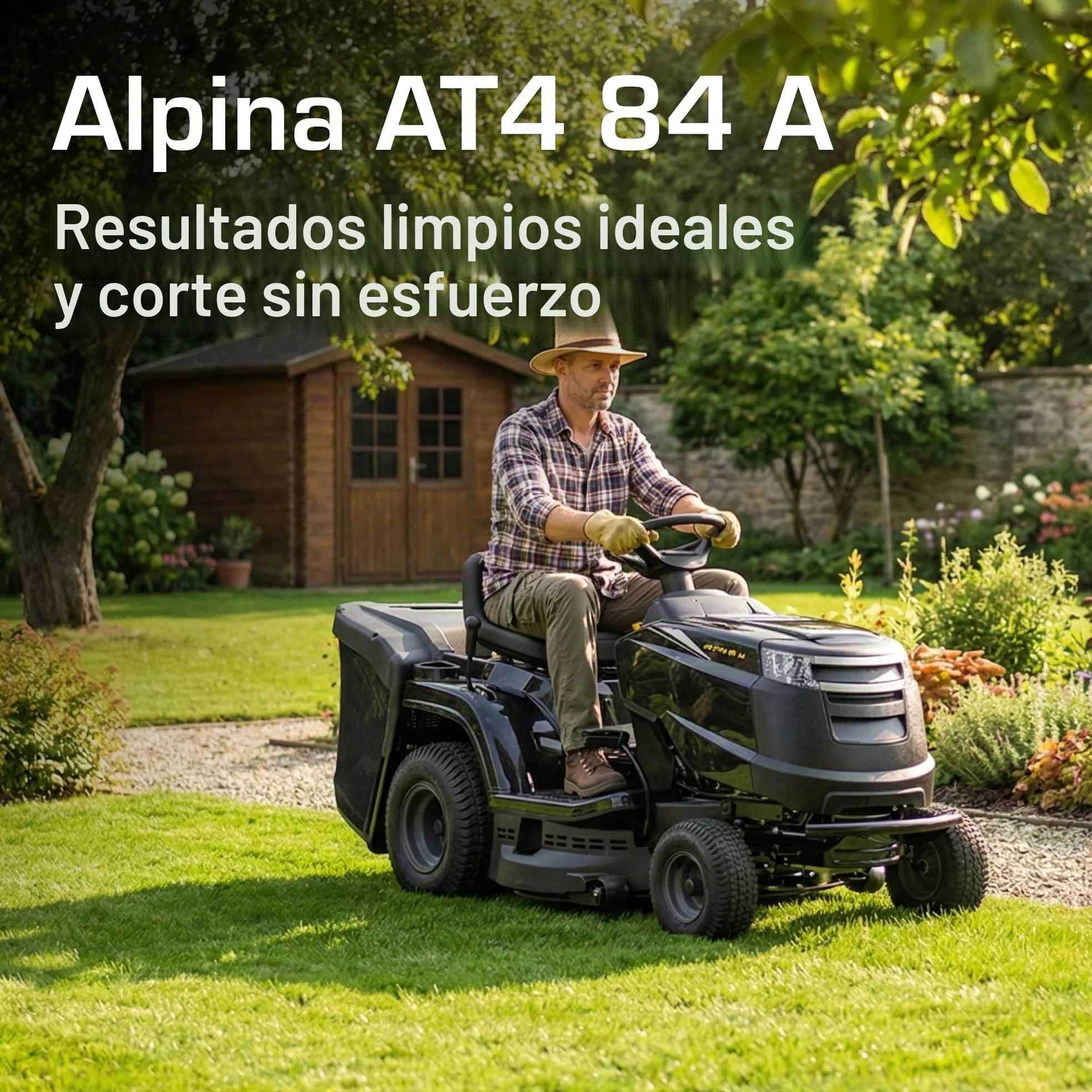 Alpina AT4 84 A – Tractor cortacésped de Gasolina con Motor STIGA de 352 CC, Ancho de Corte de 84 cm y recogedor de 200 litros