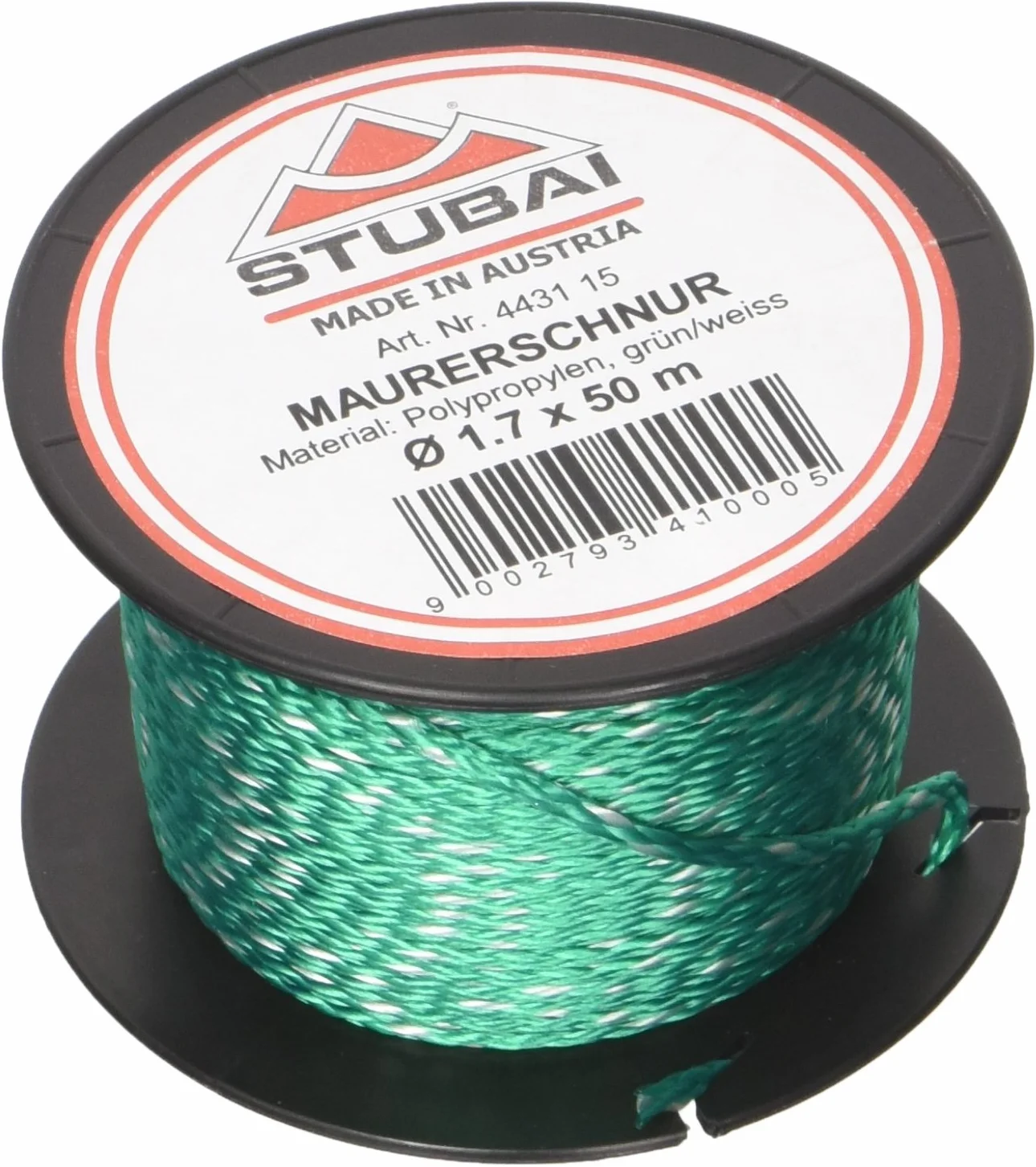 Stubai 443115 - Cordel de albañil en Carrete (diámetro de 1,7 mm, 50 m) Color Verde