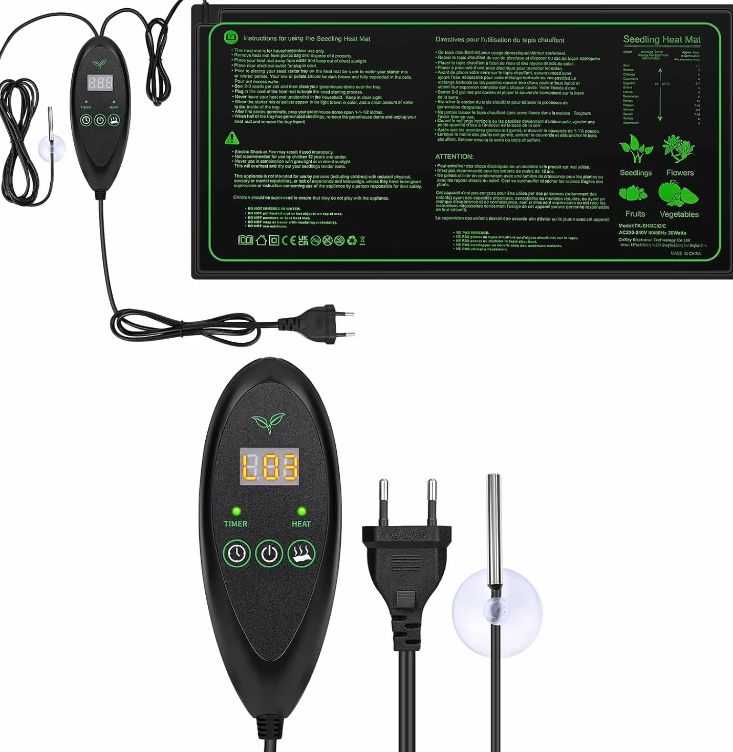 Estera Calentadora con Termostato, Estera Térmica para Terrario, Almohadilla de Calentamiento de Invernadero para Plantas PVC Impermeable con 6 Niveles de Temperatura y 6 Niveles de