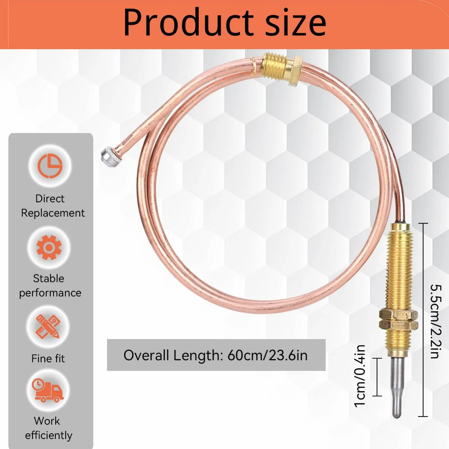 Termopar de Gas Universal M8 de 600mm, Sonda para Calentador de Gas, Brasero, Horno, Calentador de Agua, Rápida Respuesta y Rendimiento Estable, Pieza de Repuesto y Accesorio de Reemplazo