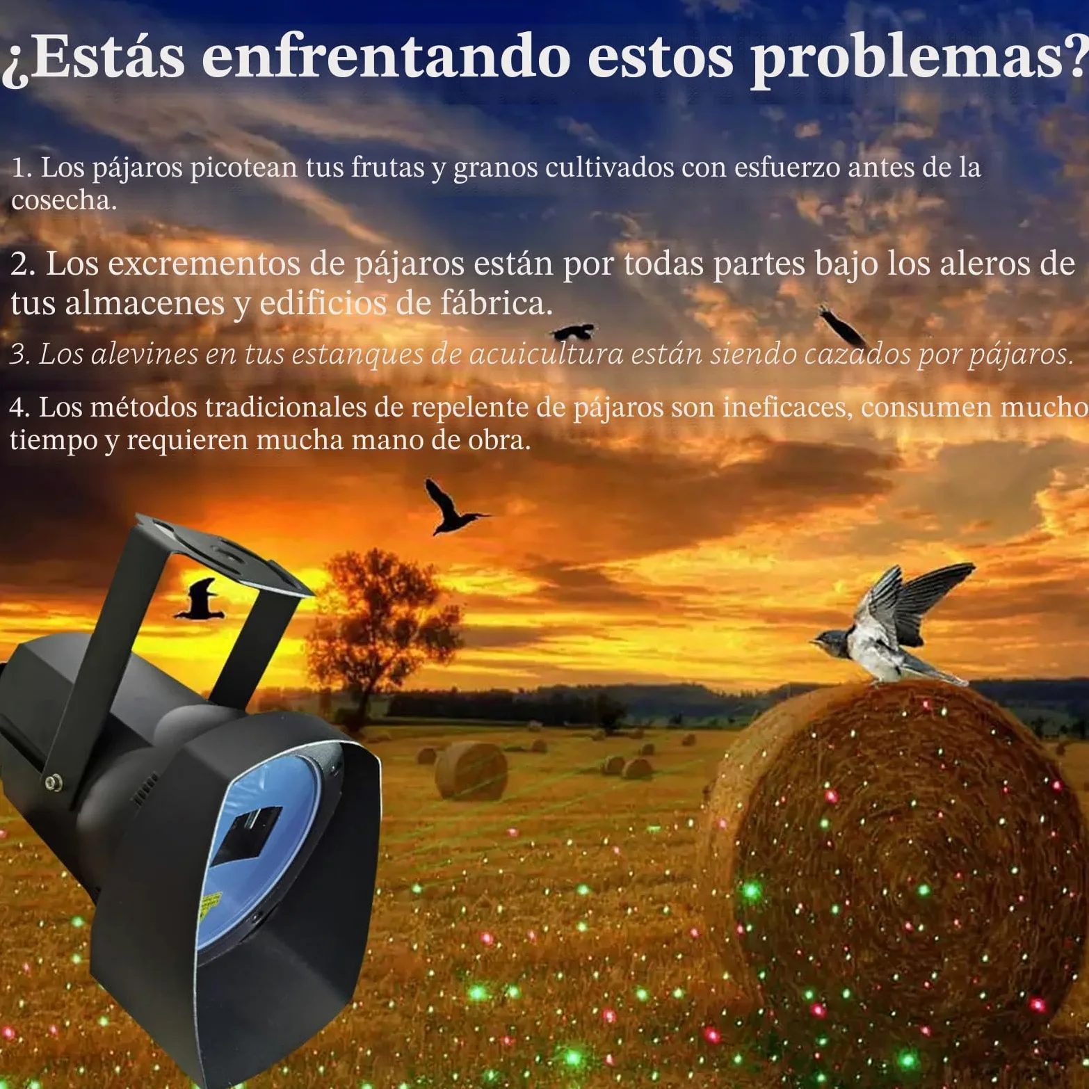 Repelente Láser Industrial para Aves, Ahuyentador De Aves Automático E Impermeable, Dispositivo Láser para Ahuyentar Pájaros En Aeropuertos, Ideal para Palomas, Estorninos Y Gorriones