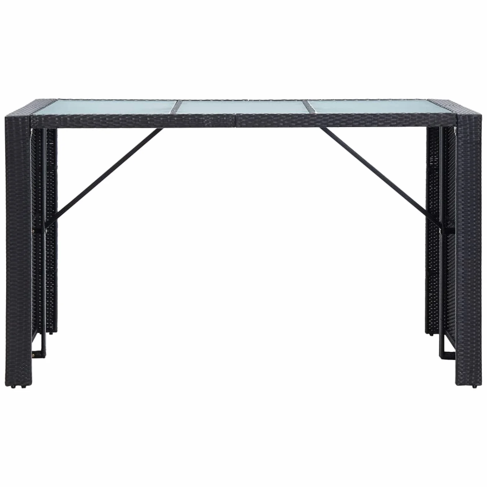 Juego de Bar de Rattan Sintético, 3 Piezas de Cristal Templado, Estructura de Acero, para Exterior, Jardín y Terraza Modelo DYEEG-FN-49560ES