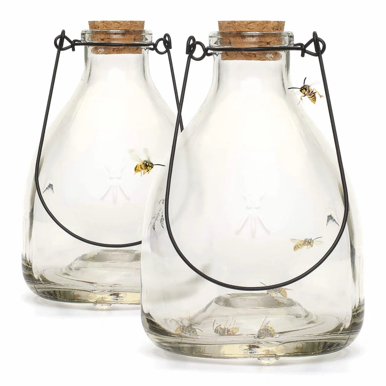 CKB LTD CKB-WC02 - Juego de 2 trampas para avispas con colgador de metal, diseño tradicional y atractivo para colgar miel, trampa para insectos para interiores y exteriores, control de plagas, paquete