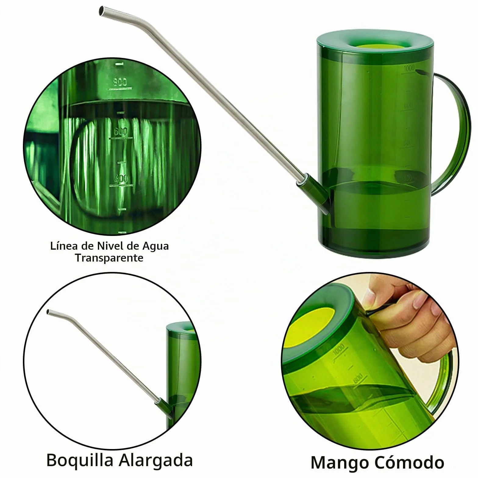 Regadera para Plantas de Interior con Pico Largo, Regadera para Plantas, Regaderas Pequeñas, Regaderas de Interior para Plantas de Interior, Flores, Suculentas 1L / 34oz (Verde)