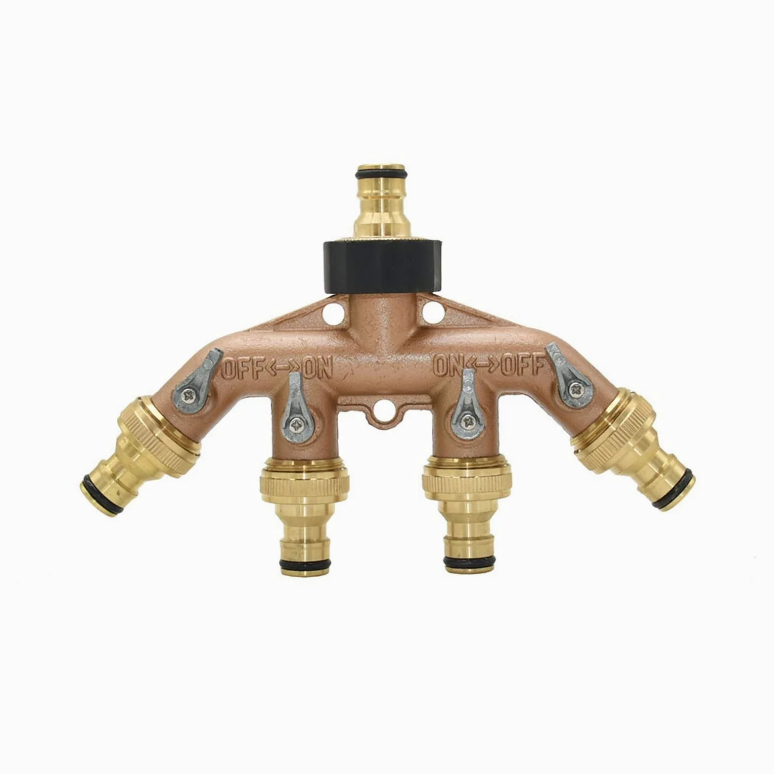 Accesorios para tuberías de riego, Accesorios de riego por Goteo Conector rápido Grifo jardín Cuatro vías roscado 3/4 Pulgada