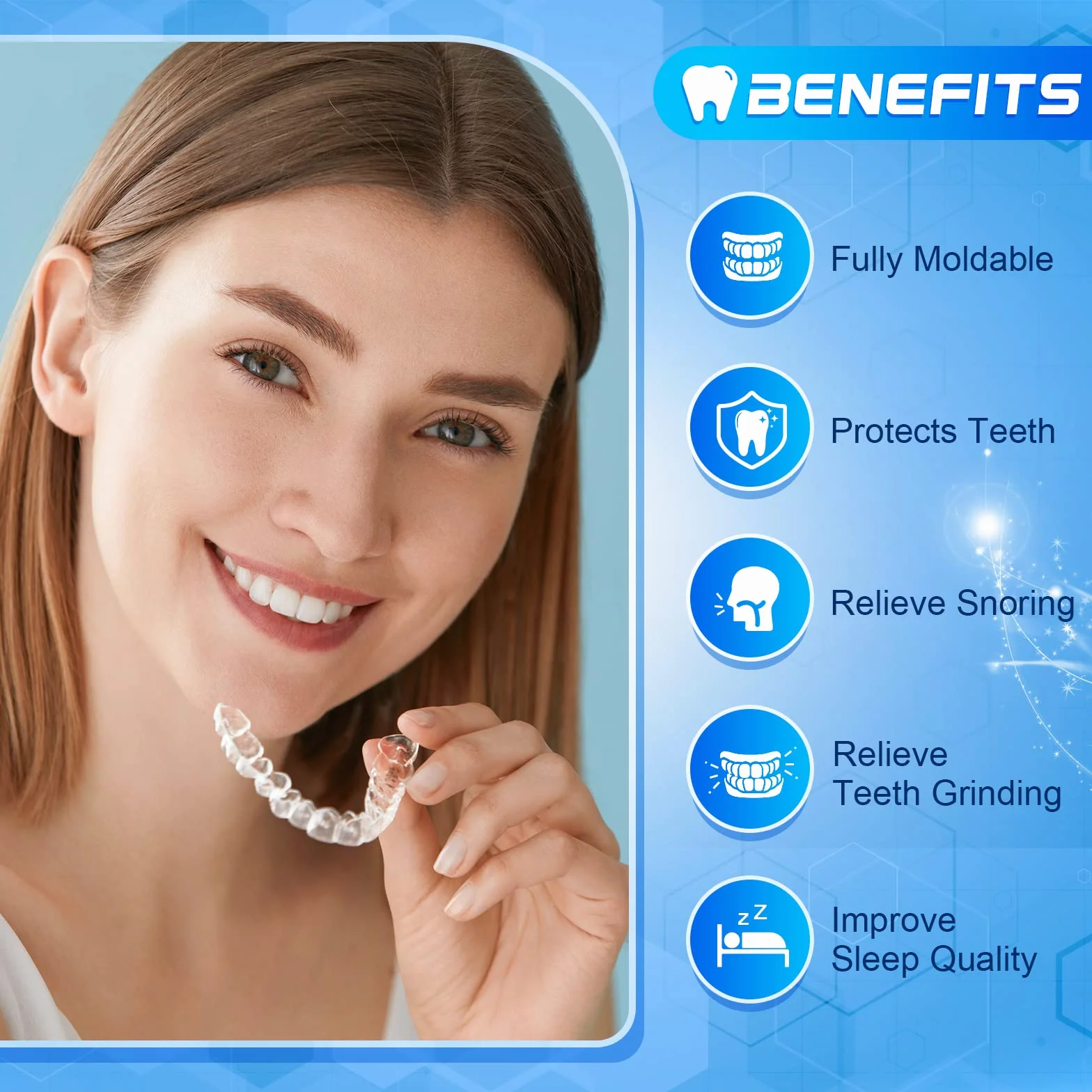 Kit de Protección Dental 4Pcs, Férula Descarga Bruxismo, Protector Bucal Para Dormir, Material Termoplástico