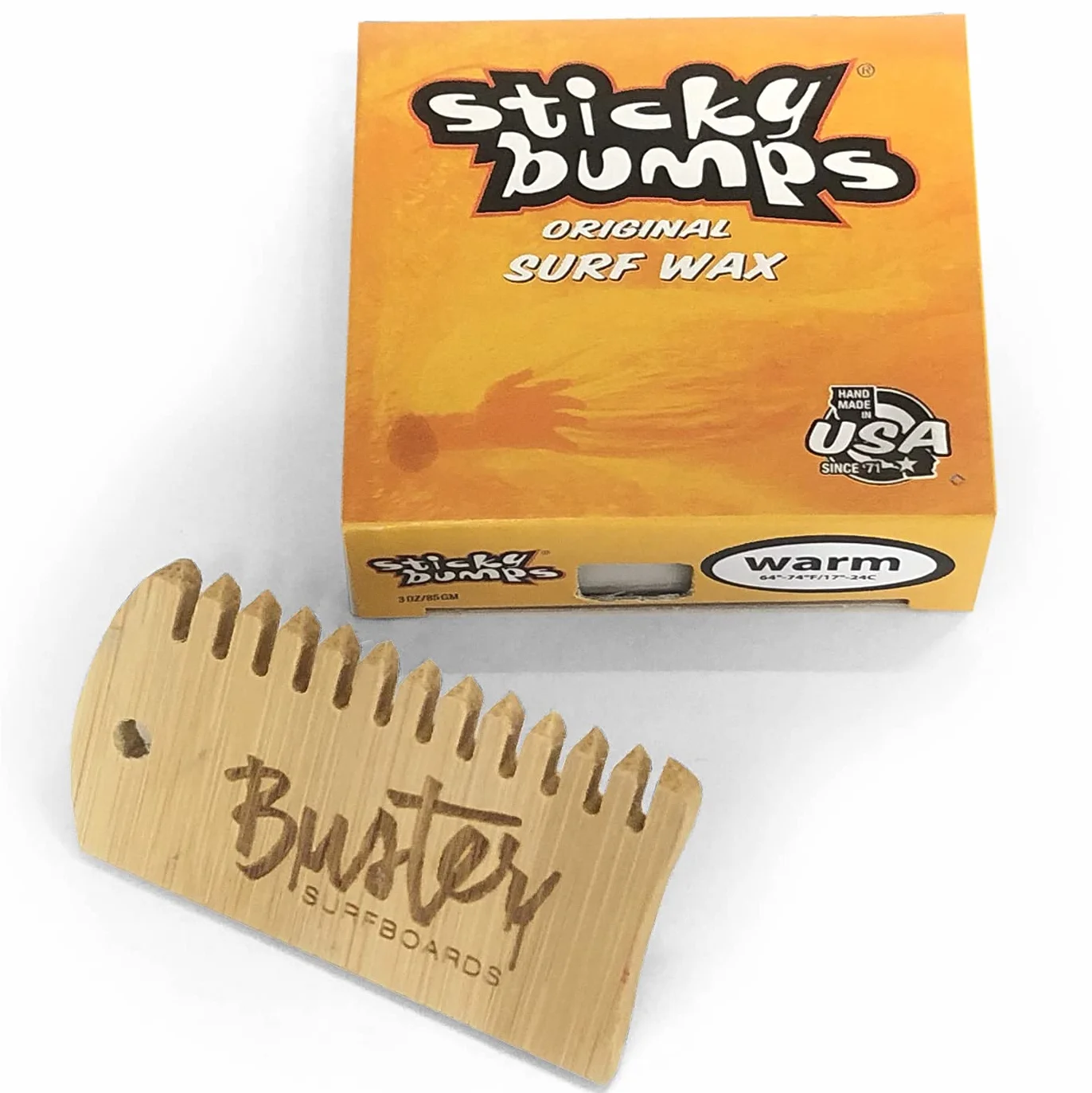 Sticky Bumps Original Surfboard Wax Set Caliente/Tropical 20°C - 28°C Cera Antideslizante con Peine