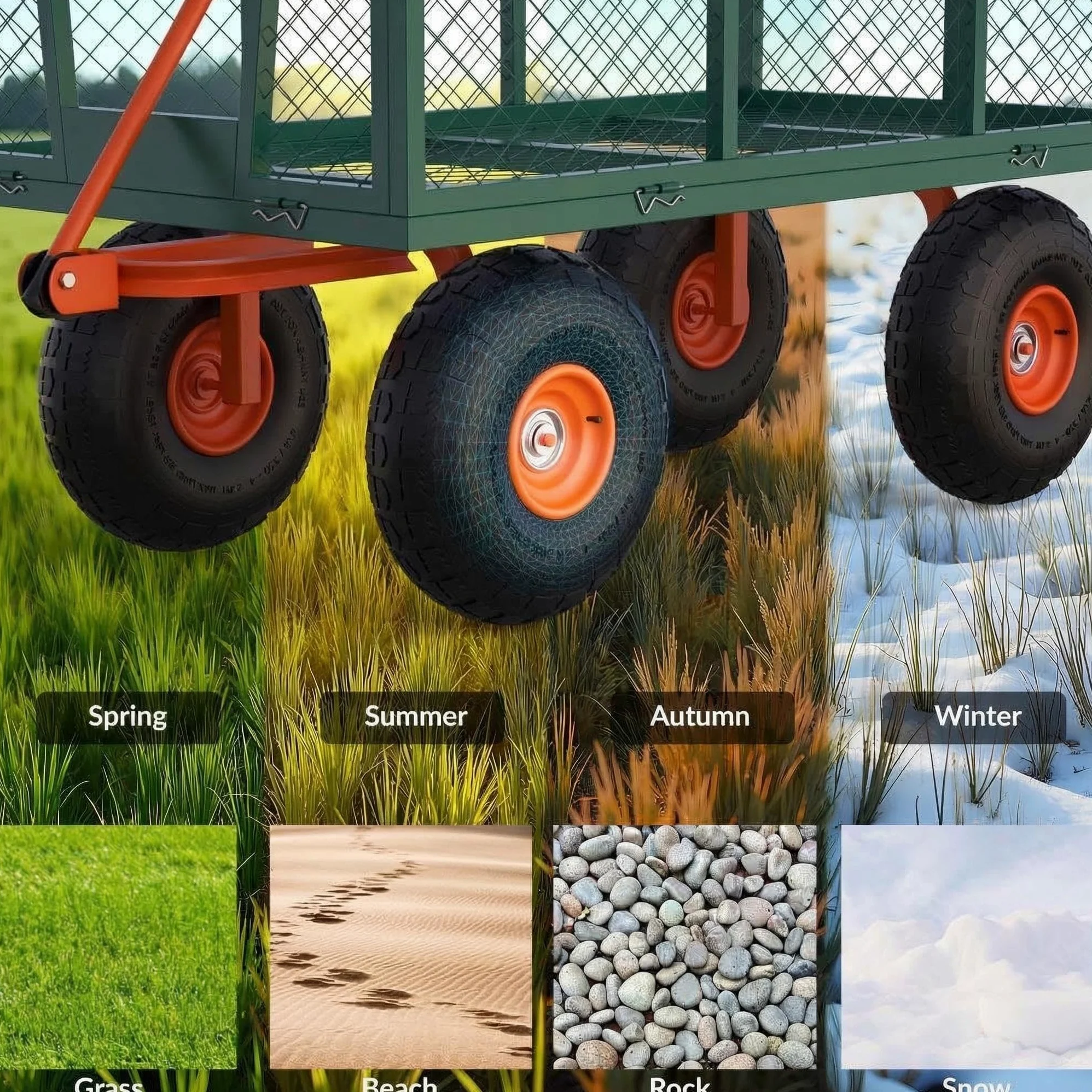 GarveeLife Carrito De Jardín De 500 Lbs, Vagón De Jardín Pesado con Ruedas, Vagón De Carrito De Utilidad Al Aire Libre con Lados
