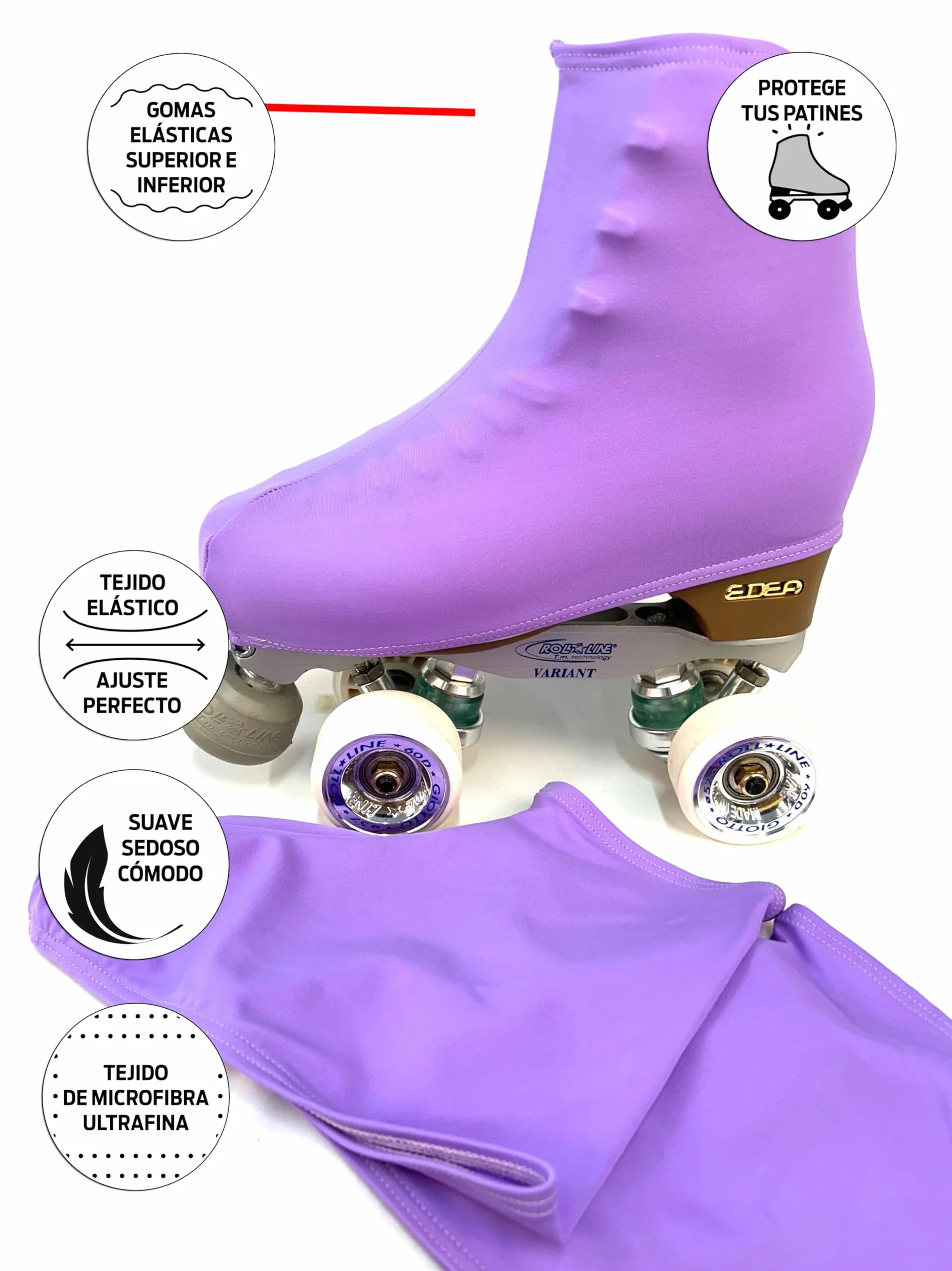CRLSPORT Cubre patín para niña y Mujer, Funda PatinSkate, 180 Densidad, Talla Universal, Color Lila Claro