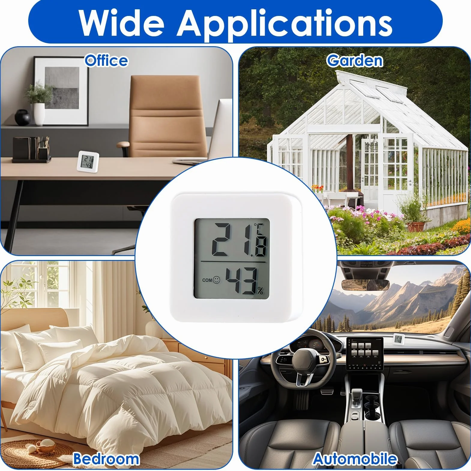 Lote de 6 termómetro interior digital con higrómetro digital, mini medidor de temperatura y humedad para casa, LCD grande, indicador de confort, termómetro digital casa preciso para oficina y hogar
