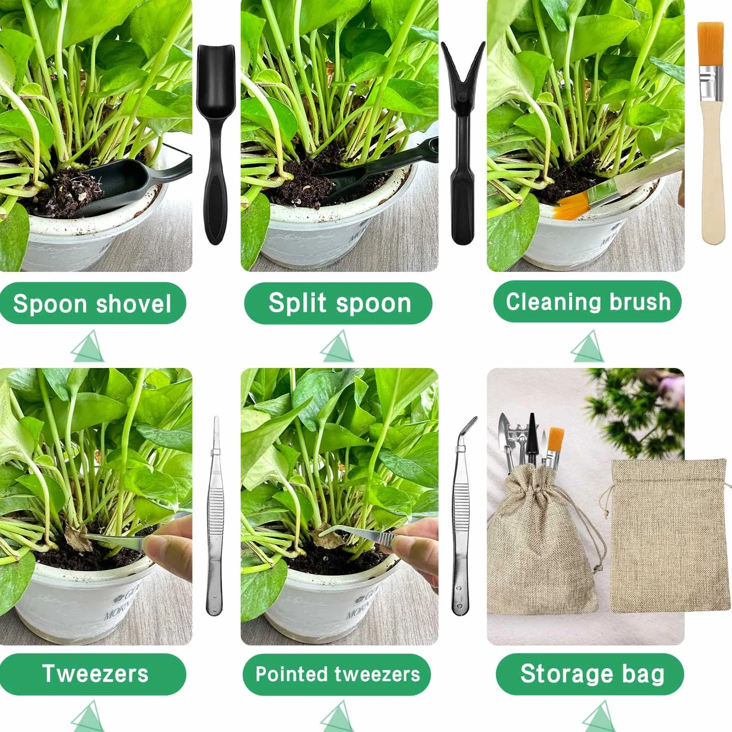 13 Piezas Kit Jardineria, Kit Bonsai con Bolsa Almacenamiento, Herramientas Bonsai, Herramientas Jardineria, Bonsai Kit Adecuado para Interior y Exterior Plantar Flores Trasplantar y Aflojar Tierra