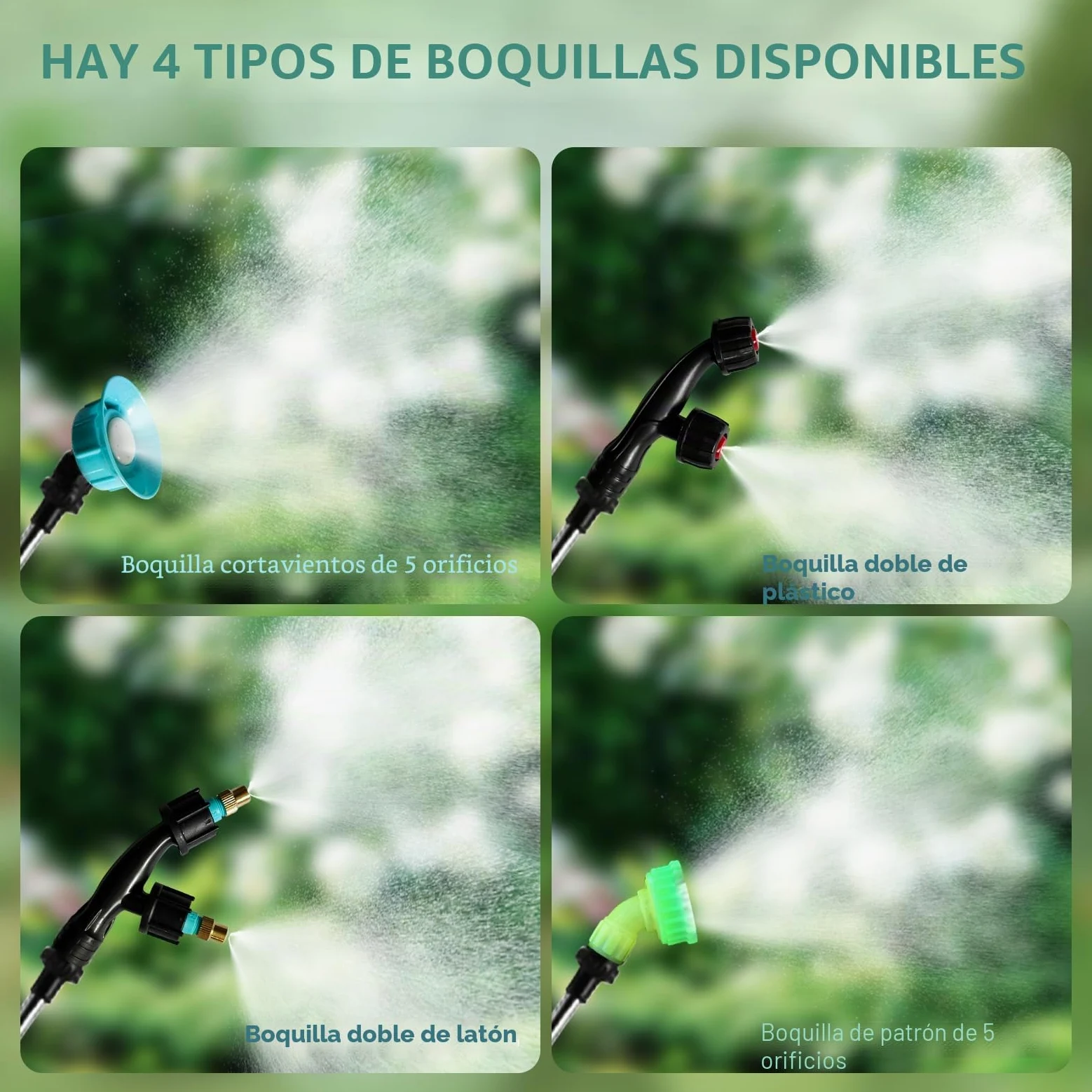 Pulverizador de mochila alimentado por batería de 10 L, mejorado con 4 boquillas de niebla, mango recargable por USB, varita retráctil, pulverizador de agua portátil