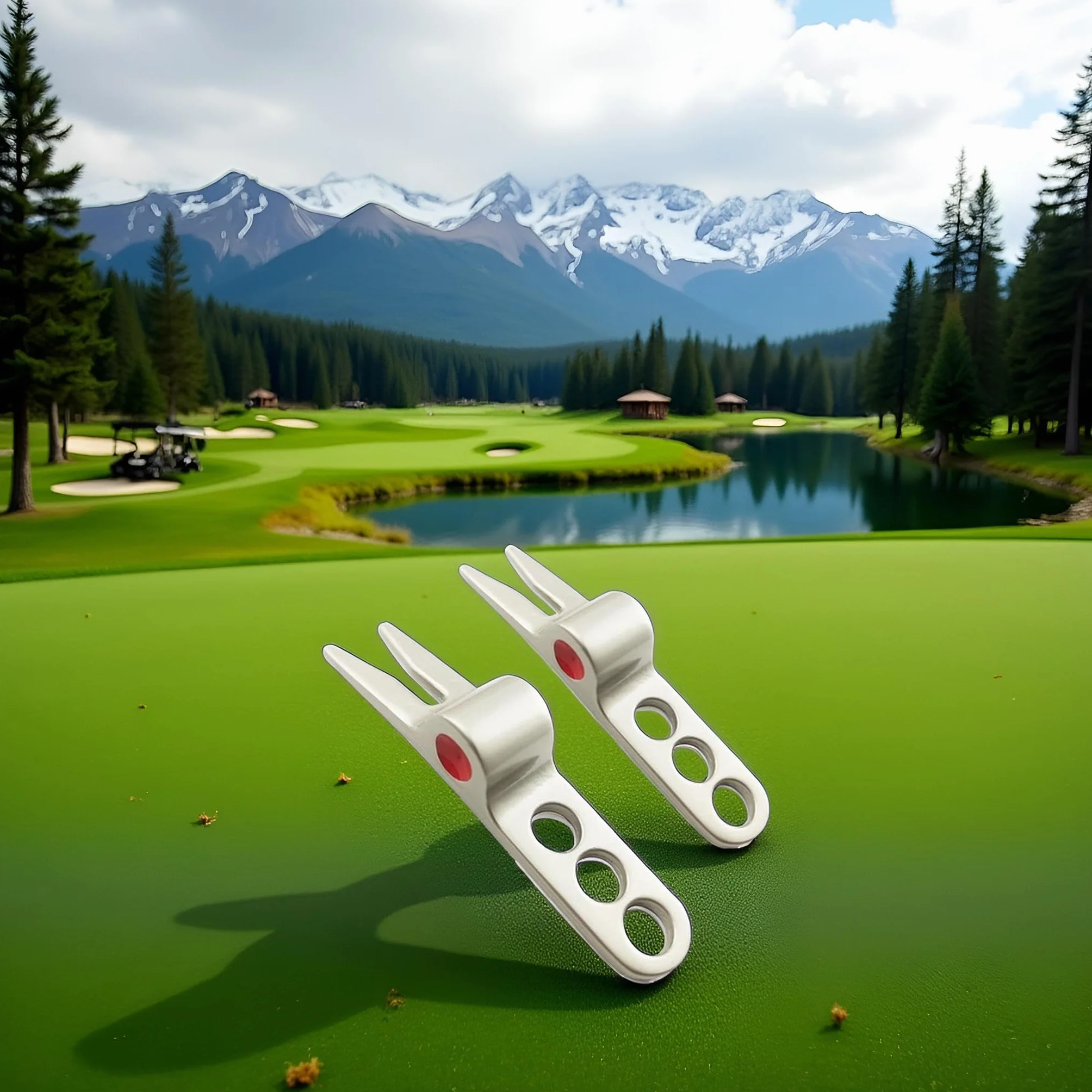 Herramientas de reparación de horquilla de golf plateadas compatibles con Cameron Scotty