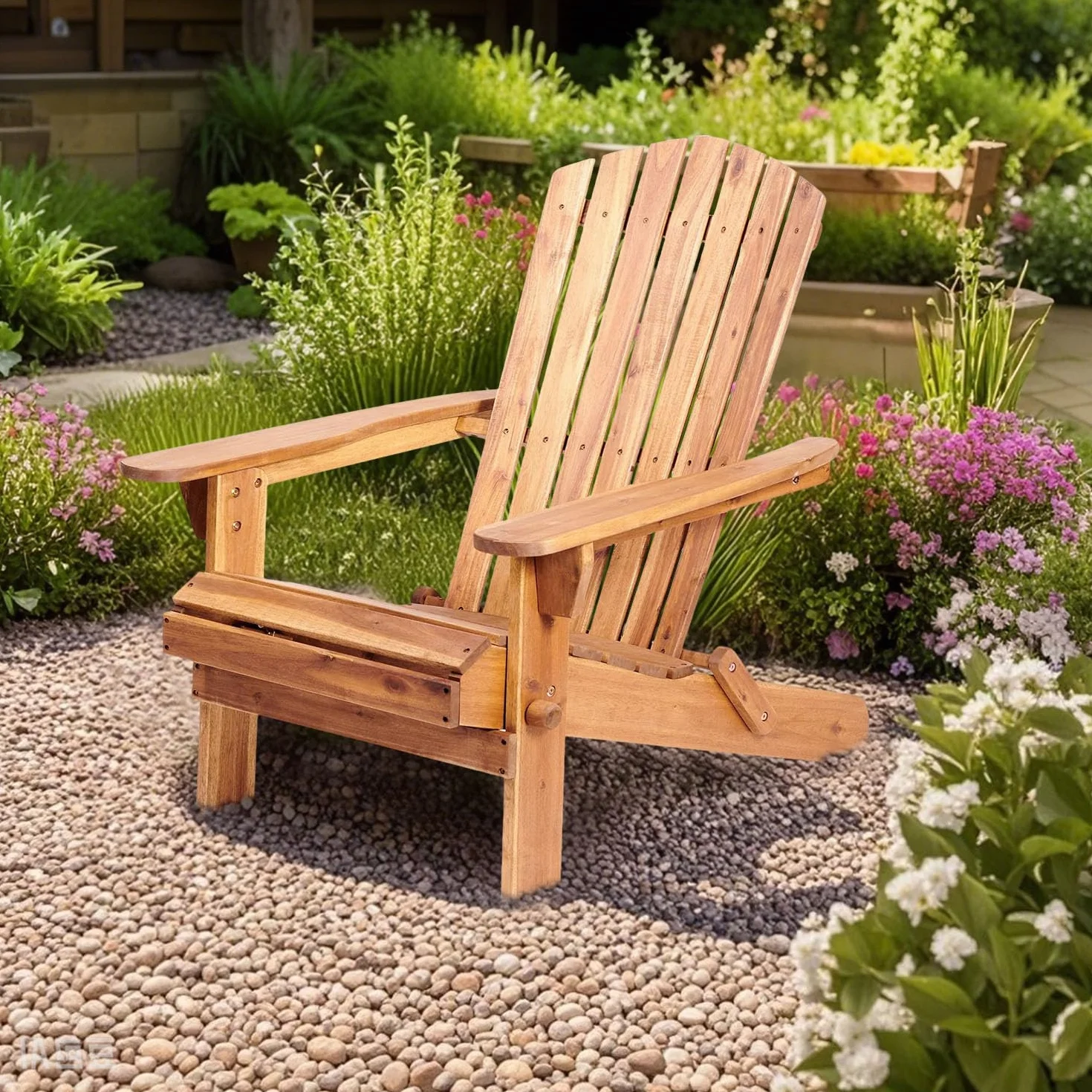 Silla Adirondack plegable para relajarse al aire libre, apilable, reposabrazos, ergonómica, muebles de madera para jardín, patio, terraza