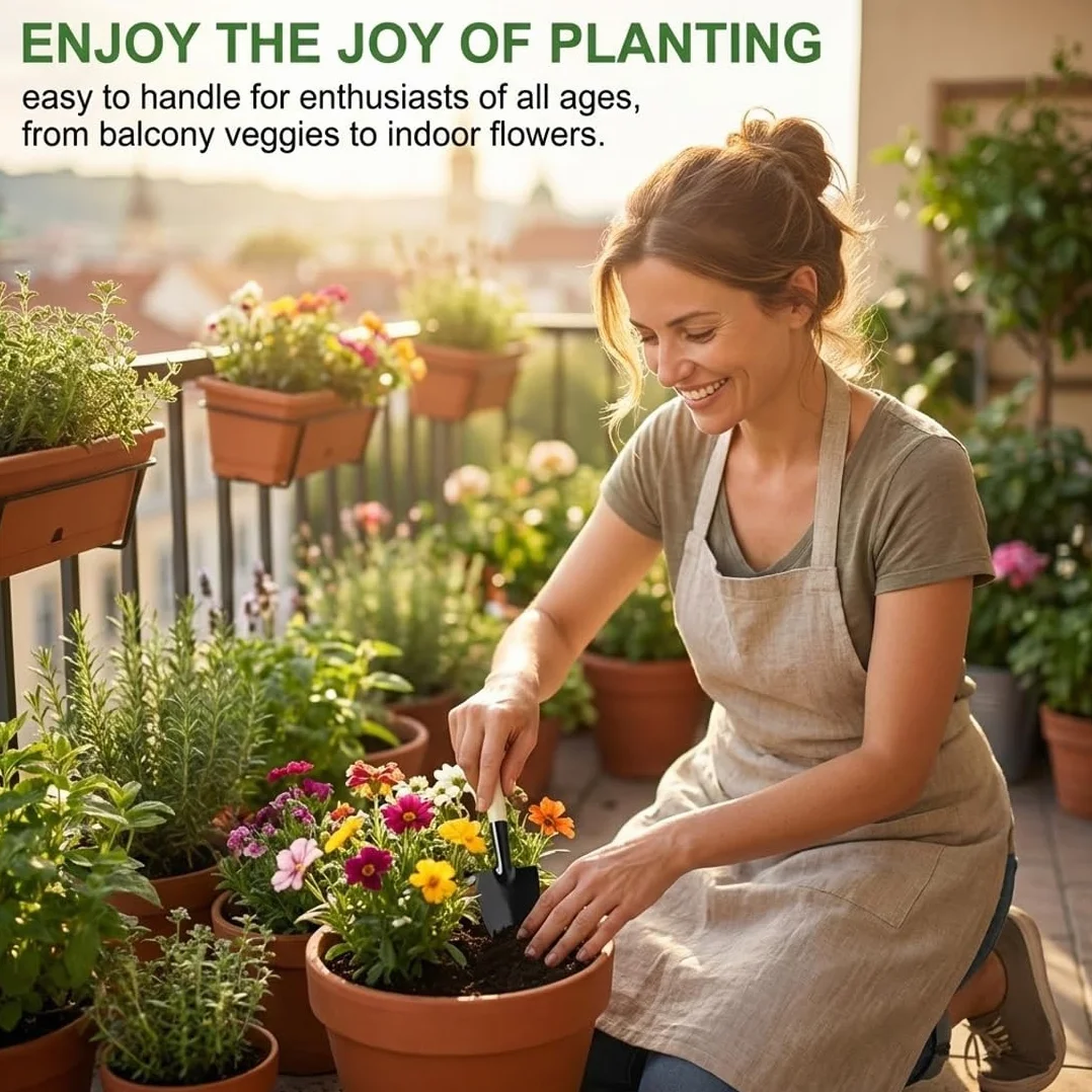Juego de Herramientas de jardín de 6 Piezas, Mini Herramientas, Pala de jardín, pequeño Kit jardineria con rastrillo para Flores, Plantas, trasplantar y aflojar la Tierra