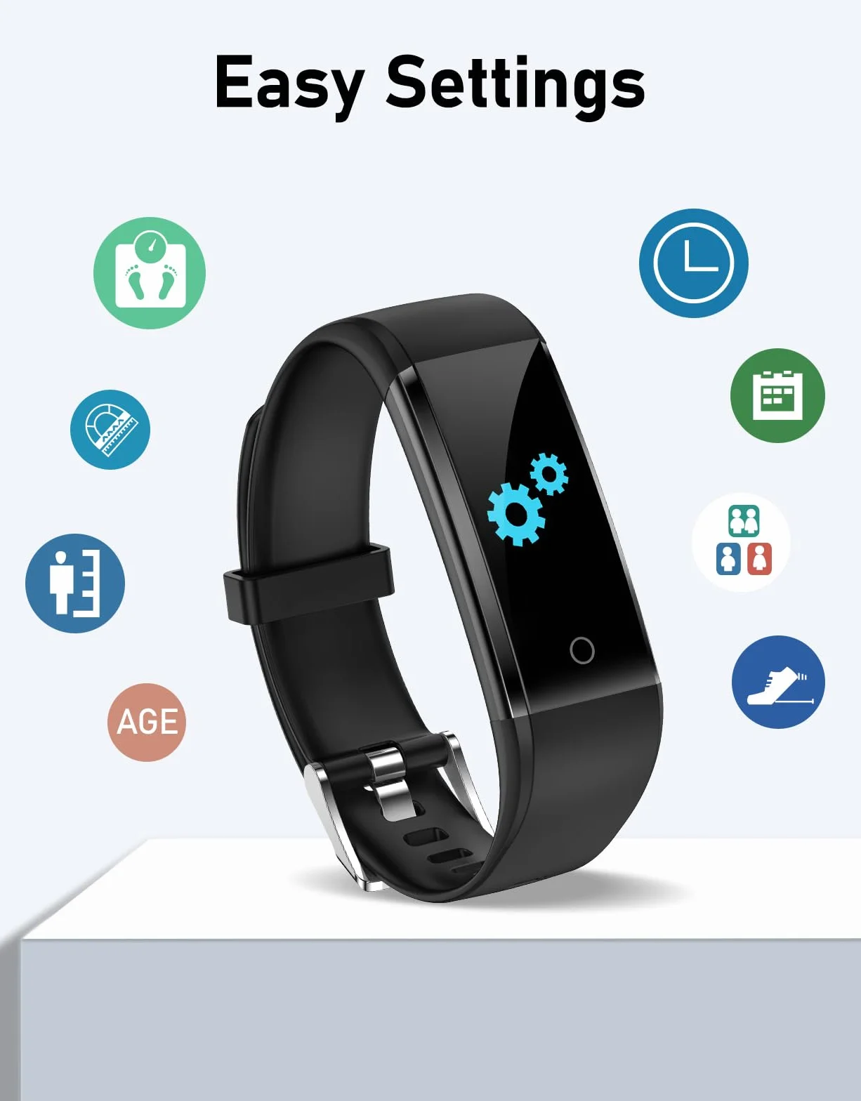 GRV Pulsera de Actividad Sin Bluetooth, Reloj Inteligente Podómetro IP68, Monitor de Sueño Pasos Calorías Distancia