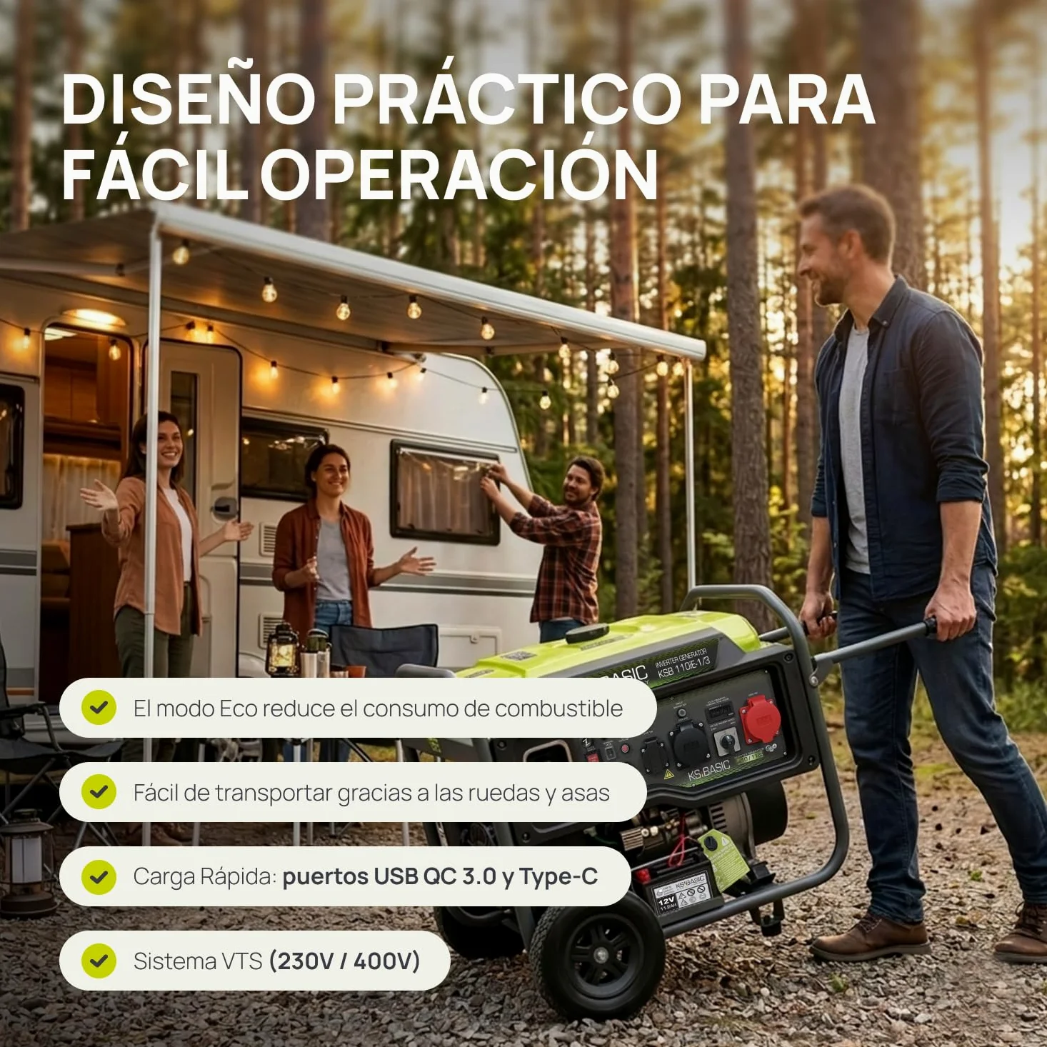 K&S BASIC 110iE-1/3 - Generador inversor, 11 kW, máx. VTS | Generador de emergencia inverter para el hogar, camping y trabajos de taller