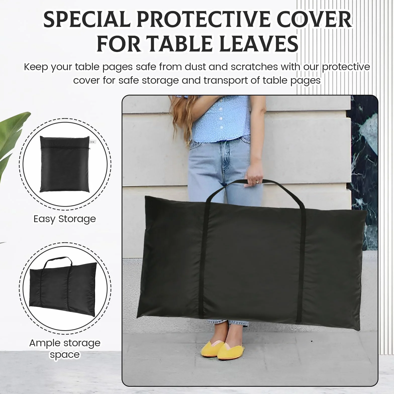 Impermeable Bolsa de Almacenamiento de Hojas de Mesa con Cremallera y 2 Correas de Hombro