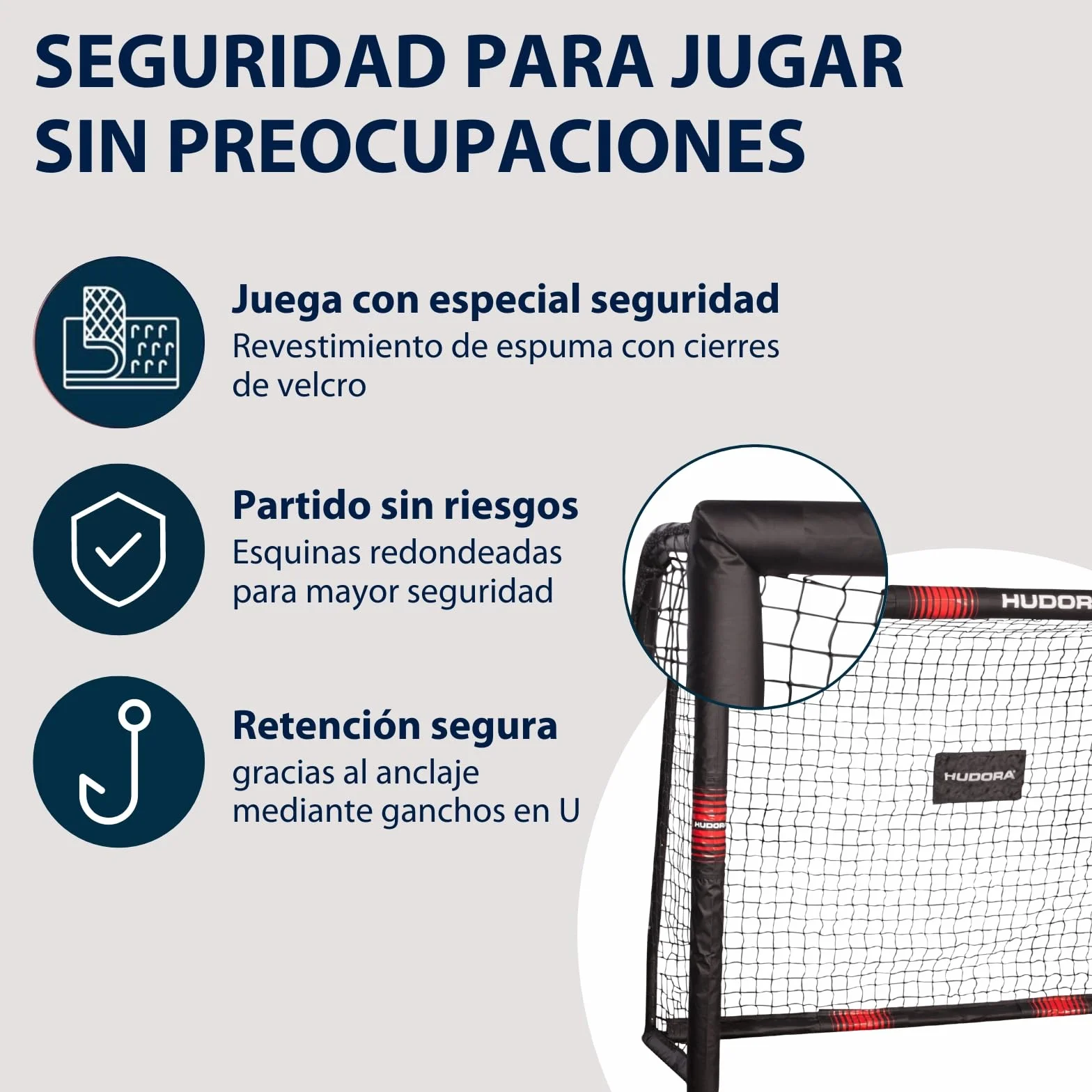 HUDORA Portería de Fútbol Pro Tect - Portería acolchada con red para niños y adultos