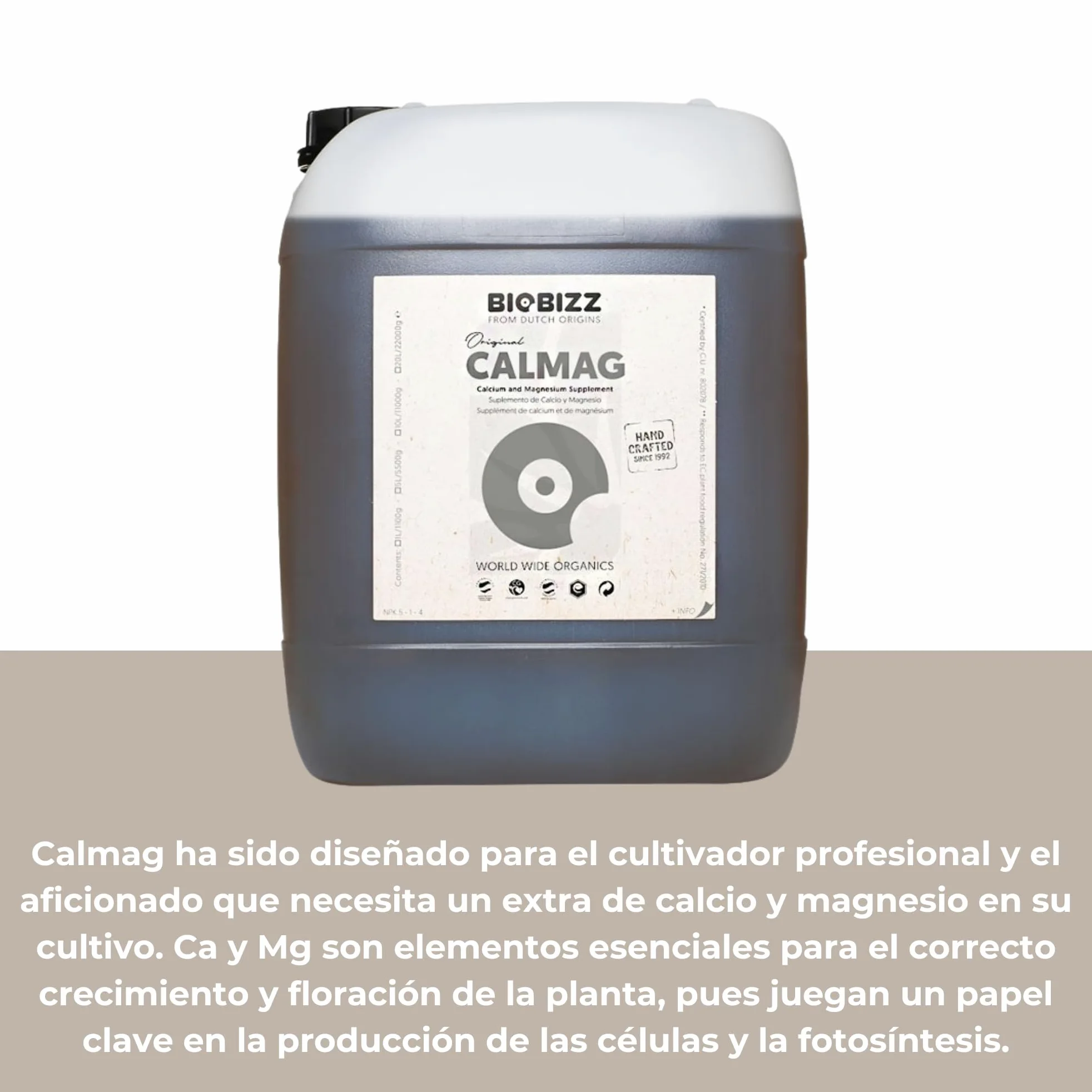 GROWMANIA Cal Mag de BioBizz 20L + Muestra Boost Up de Up Nutrients + Vaso Medidor | Suplemento Profesional de Calcio y Magnesio | Para Uso Comercial en Agricultura Extensiva