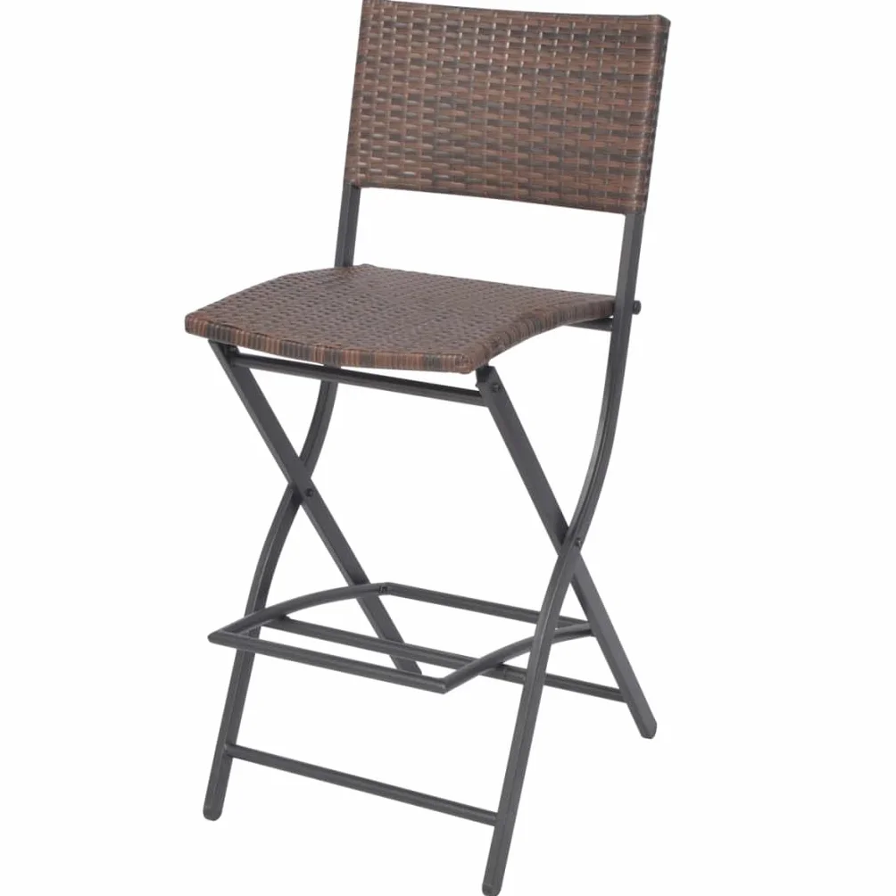 vidaXL Mesa Alta de Bar con Taburetes Jardín 3 Pzas Juego de Muebles Terraza Mesita y Sillas Altas Asienyos de Poli Ratán Sintétco Marrón Tipo Mimbre