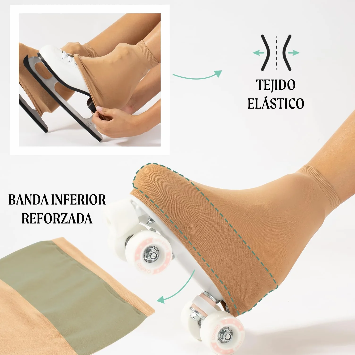 CALZITALY Cubrepatines protección patín niña mujer 130 denier talla 28-42