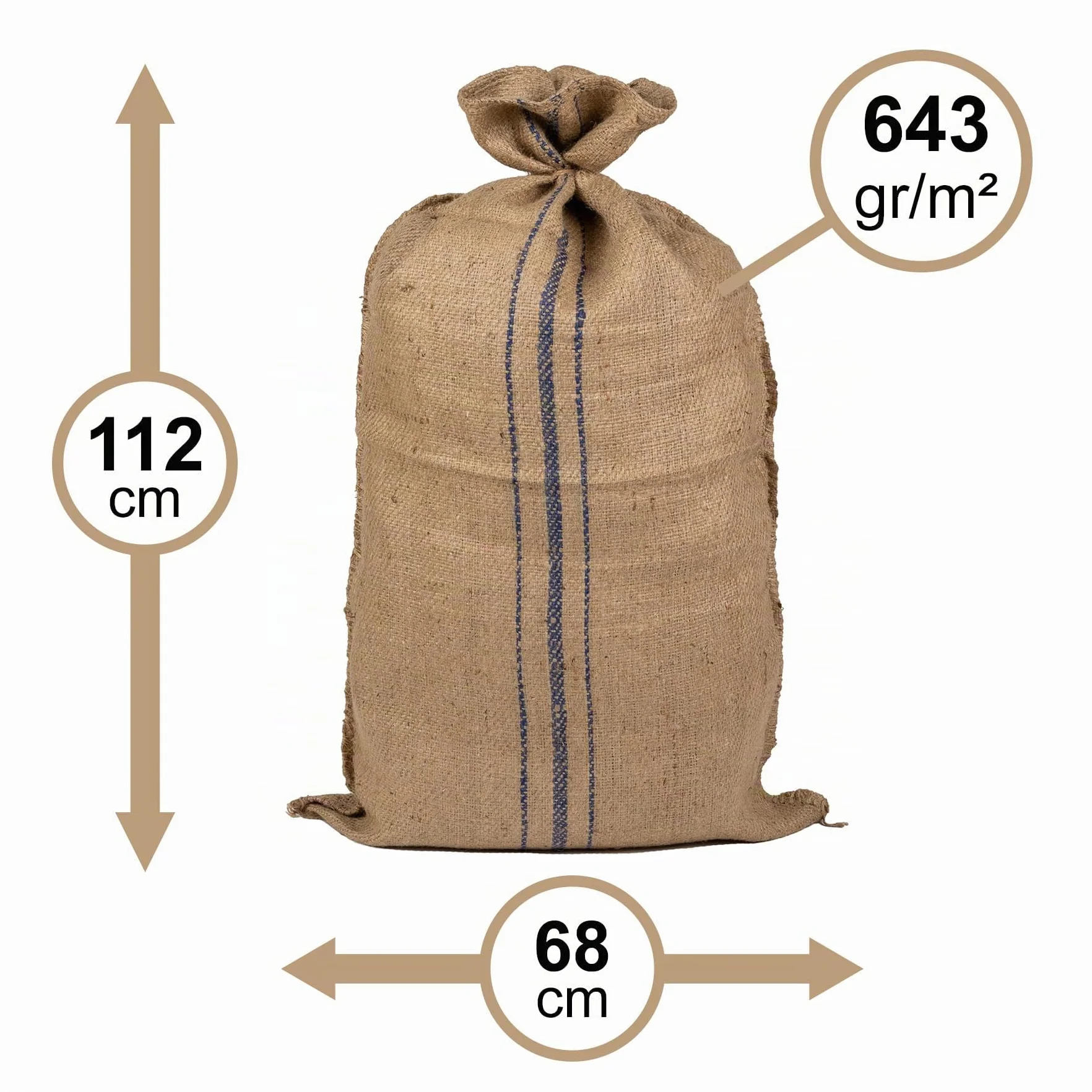 La Cordeline - Bolsa de arpillera (68 x 112 cm, 643 g/m², capacidad de 100 kg, color natural