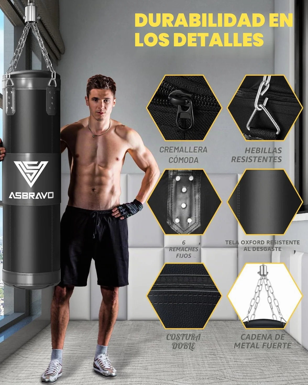 Saco de Boxeo para Adultos, Juego de Boxeo Pesado Oxford 12oz, Guantes MMA Muay Thai Kickboxing