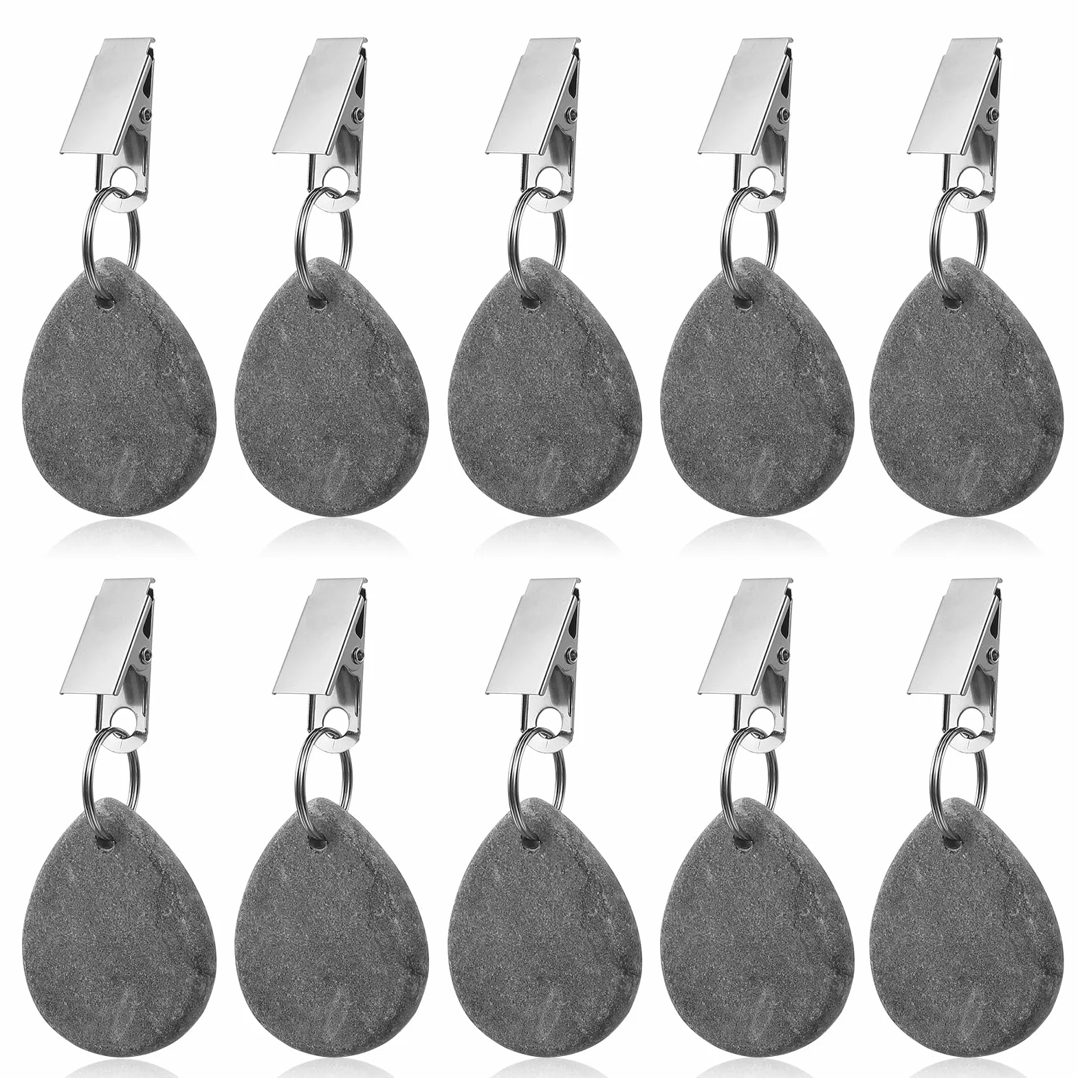 10 Pcs Pesos para Manteles, Pesas para Manteles de Exterior, Contrapeso Pesas de Mármol para Mantel con Pinzas para Decoración de Bodas y Picnics al Aire Libre