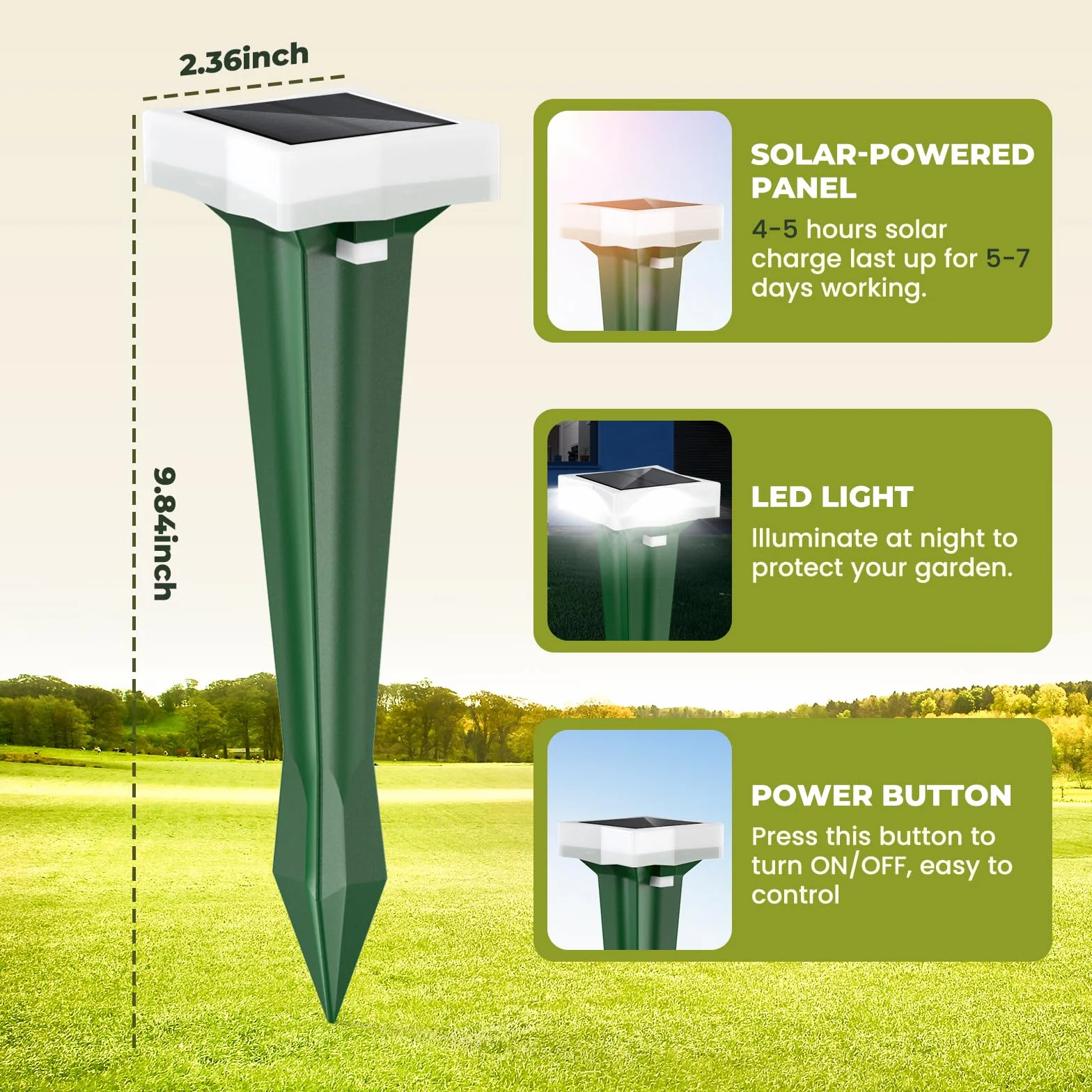 Ahuyentador de Topos, 3 Modos de Vibración Ahuyentador de Ratas con Luz LED, Solar y Impermeable Ultrasónico de Plagas, Topos y Serpientes, per Césped, Patio y Jardín (4 Paquete)
