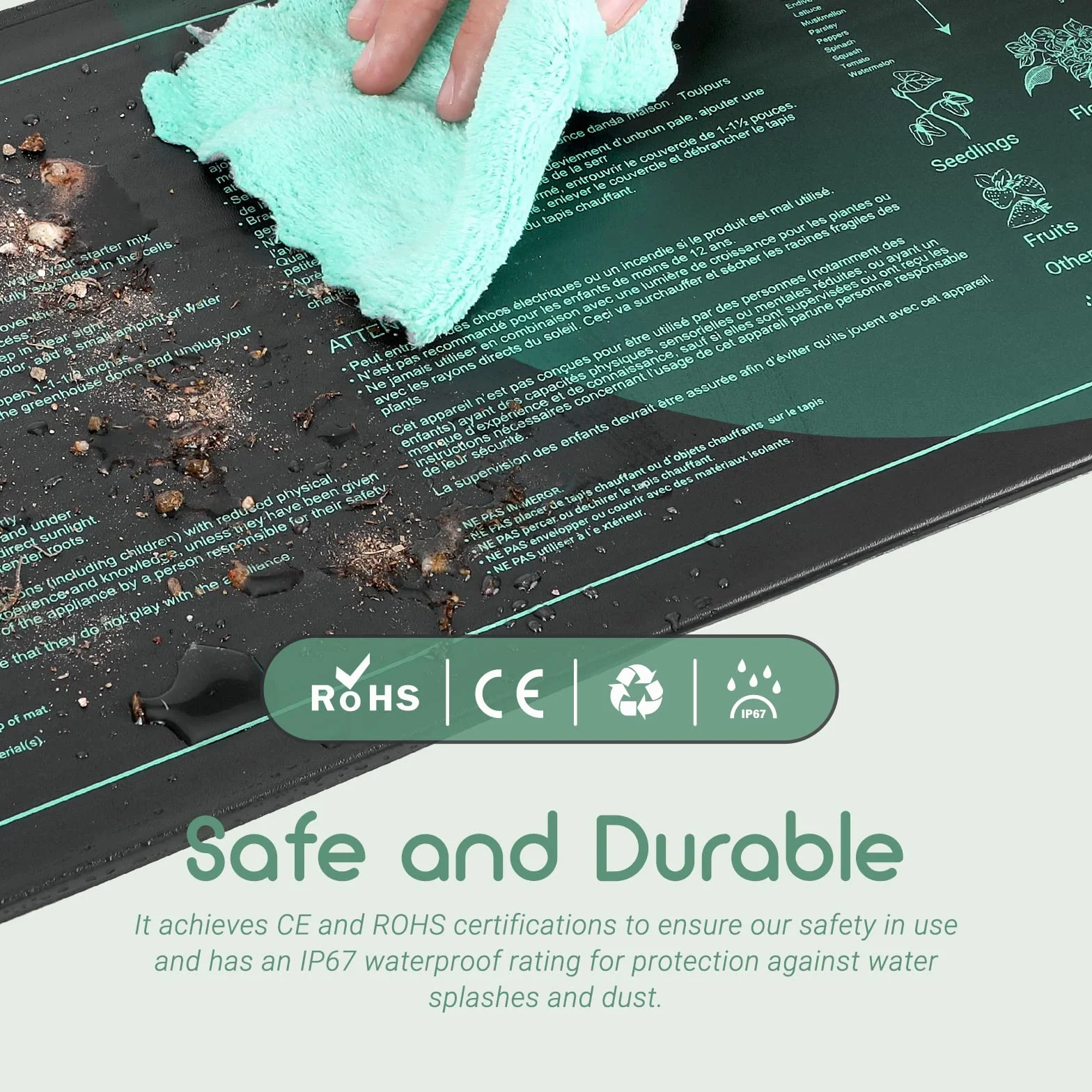 Luxbird Estera Calefactora para Plantas con Termostato Digital, Sonda NTC y Protección IP67, 30W, 52 x 25 cm, Estera térmicas Ideal para Germinación, Invernaderos, Elaboración de Cerveza