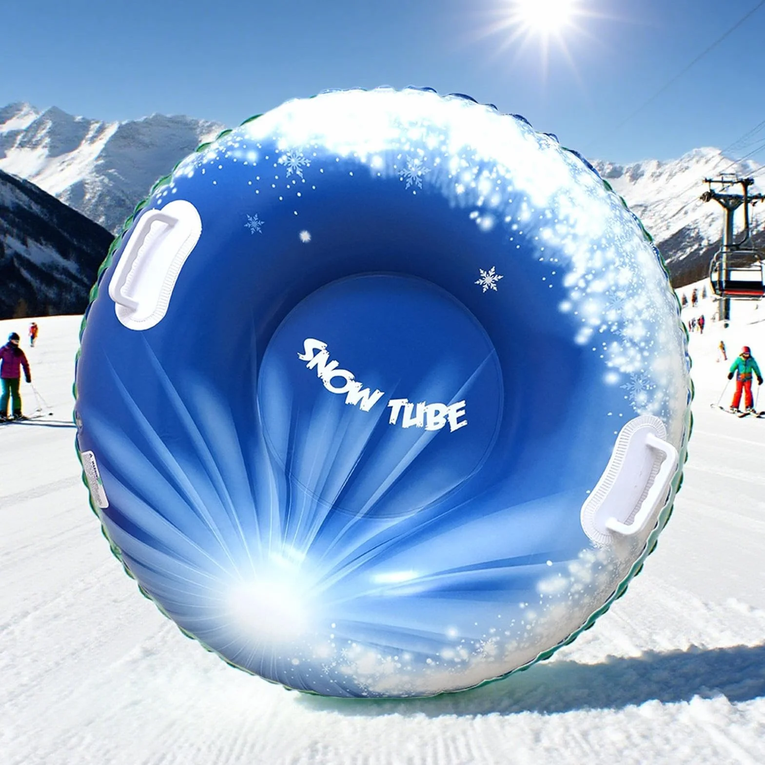 Trineo de Nieve Resistente con Asas, Tubos Inflables para Niños y Adultos, Juegos al Aire Libre