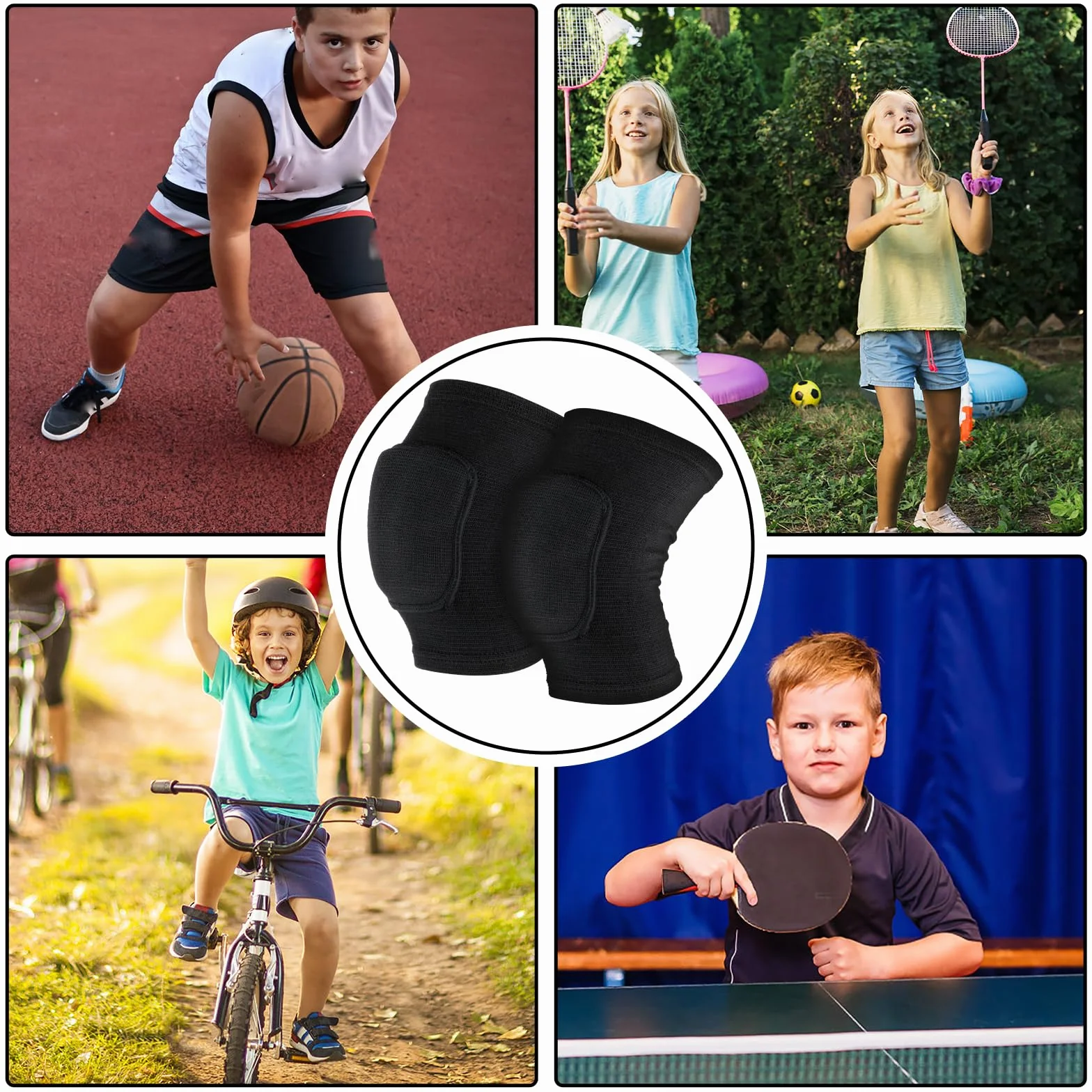 Rodillera Elástica Transpirable Antideslizante para Niños Voleibol Baile Correr Deportes