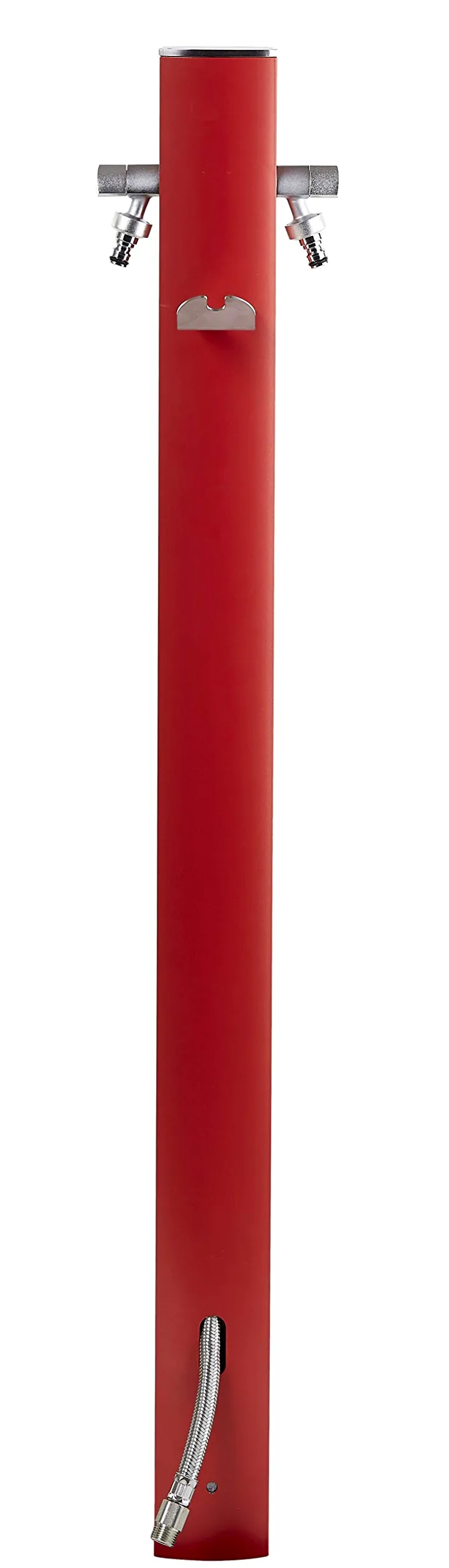 S&M 551703 – Columna de agua Aquapoint Totem color rojo 120 cm de altura | Aluminio lacado con pintura antiarañazos | Incluye colgador para manguera y 2 grifos diseño premium | Para jardines y patios