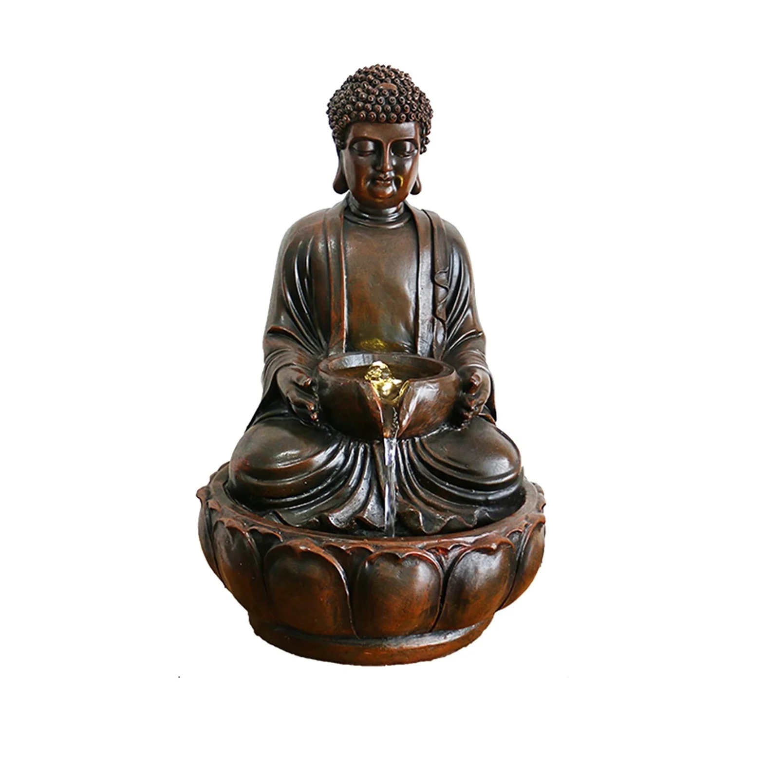 NZpost Fuente de Mesa Fuente de Agua de Mesa de Buda para Interiores y Exteriores, Fuente de Agua Zen de Buda Sentado, Fuente de Agua de Mesa Zen