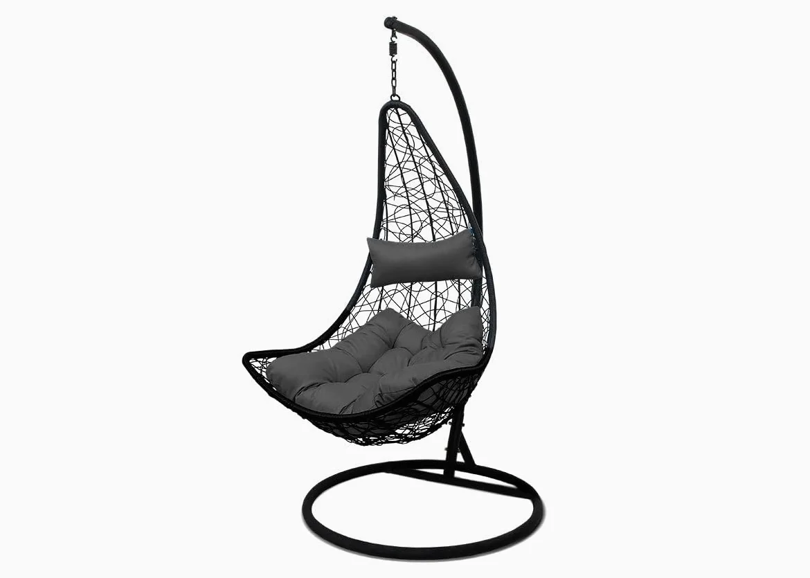 S & S Saldos y Stocks Silla Colgante Mecedora Once. Muebles de Jardin o Terraza Blanco, Cojines Gris