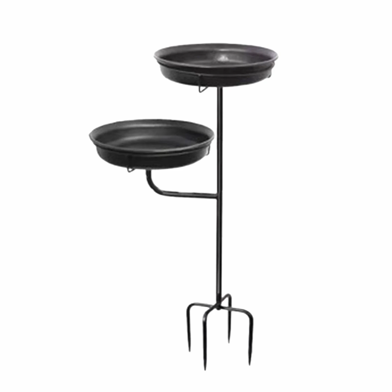 Fenteer Bebedero para Pájaros Plato de Alimentación Bandeja para Aves Cuenco para Exterior Hecho de Hierro con Acabado Decorativo Elegante Adecuado P, Negro
