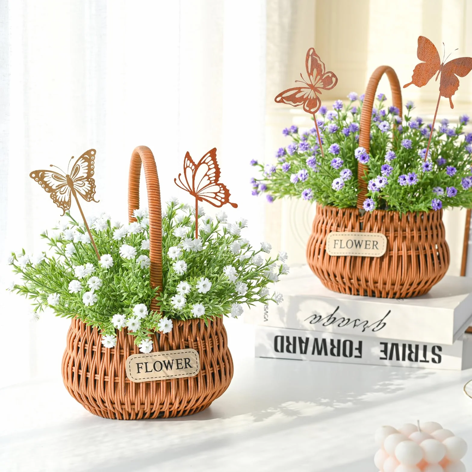 8 Piezas Estacas De Jardín De Mariposa En Metal, Decoración Exterior Resistente A La Intemperie para Primavera, Verano Y Otoño, Ideal para Balcón, Terraza Y Parterre