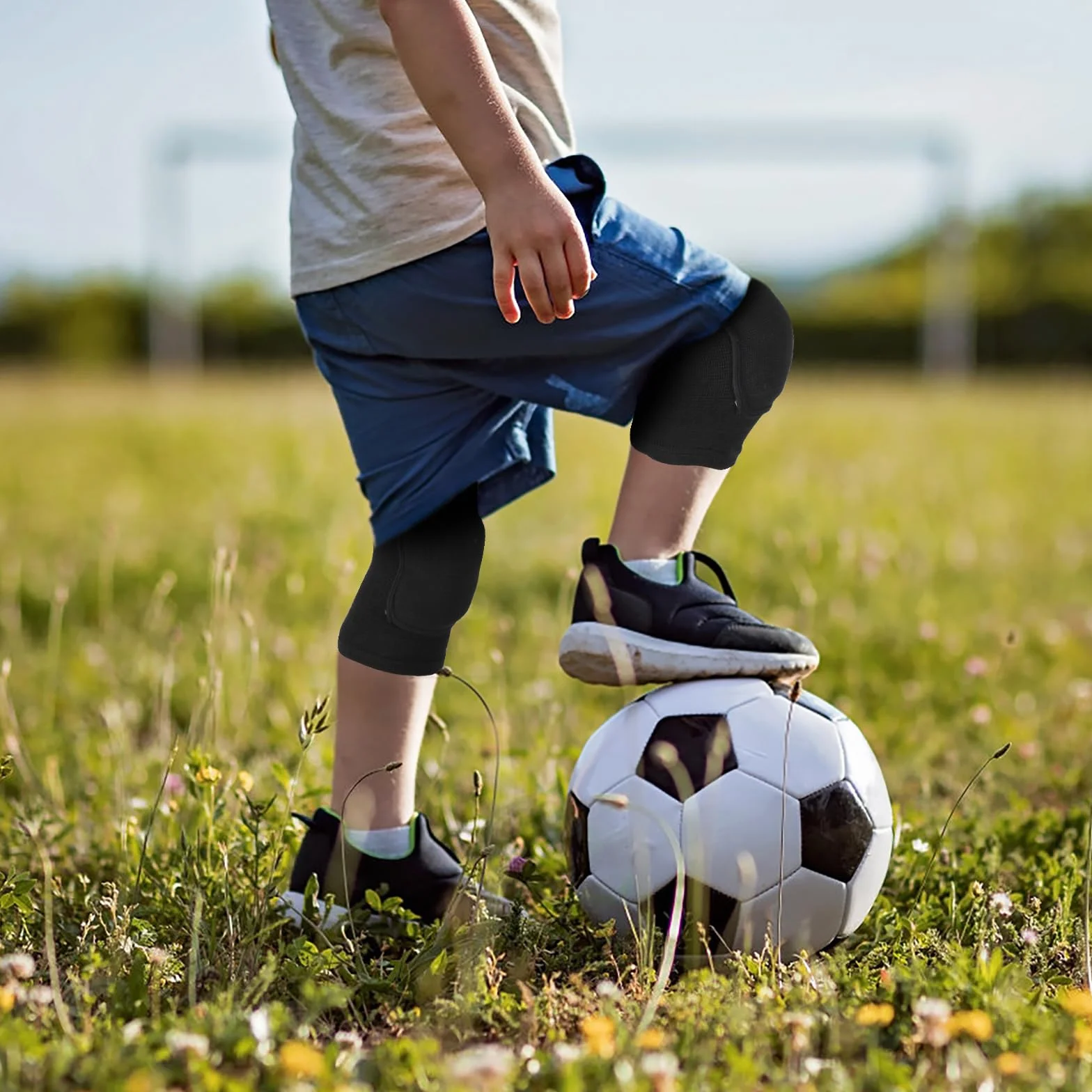 Rodillera Elástica Transpirable Antideslizante para Niños Voleibol Baile Correr Deportes