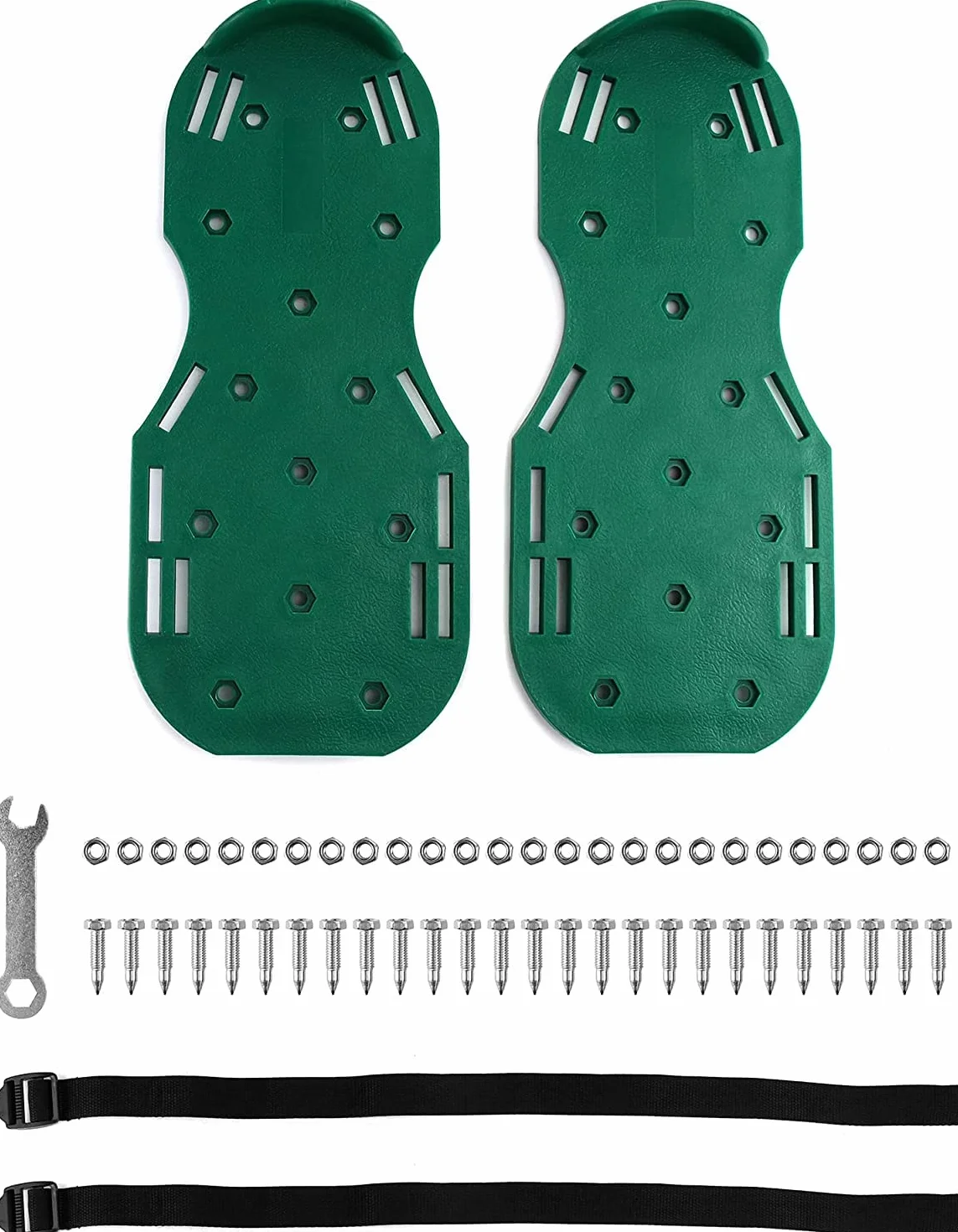 Aireador de Césped Zapatos Sandalias de Pinchos de Metal Hebillas y Correas 3 para Airear el Césped o en el Patio (Verde)