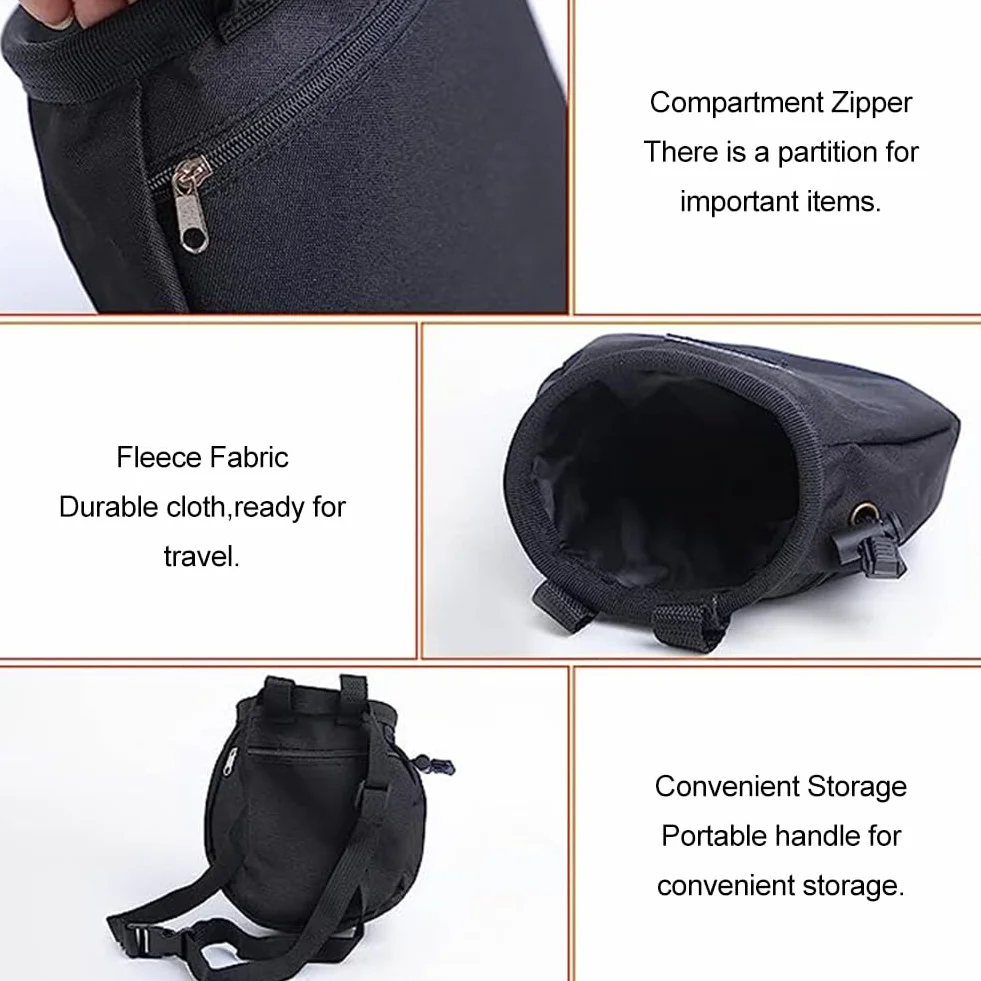 Bolsa de Magnesio para Escalada con Cinturón Ajustable - Chalk Bag para Aire Libre y Escalada Roca
