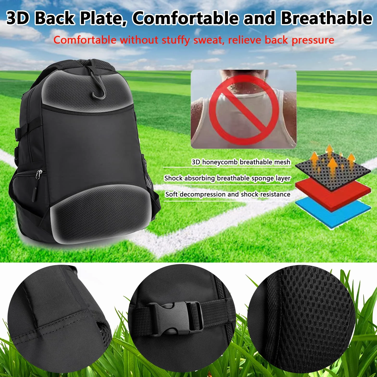 Mochila De Baloncesto con Bomba De Bola Manual y Cabina De Zapatos 15,6 Pulgadas