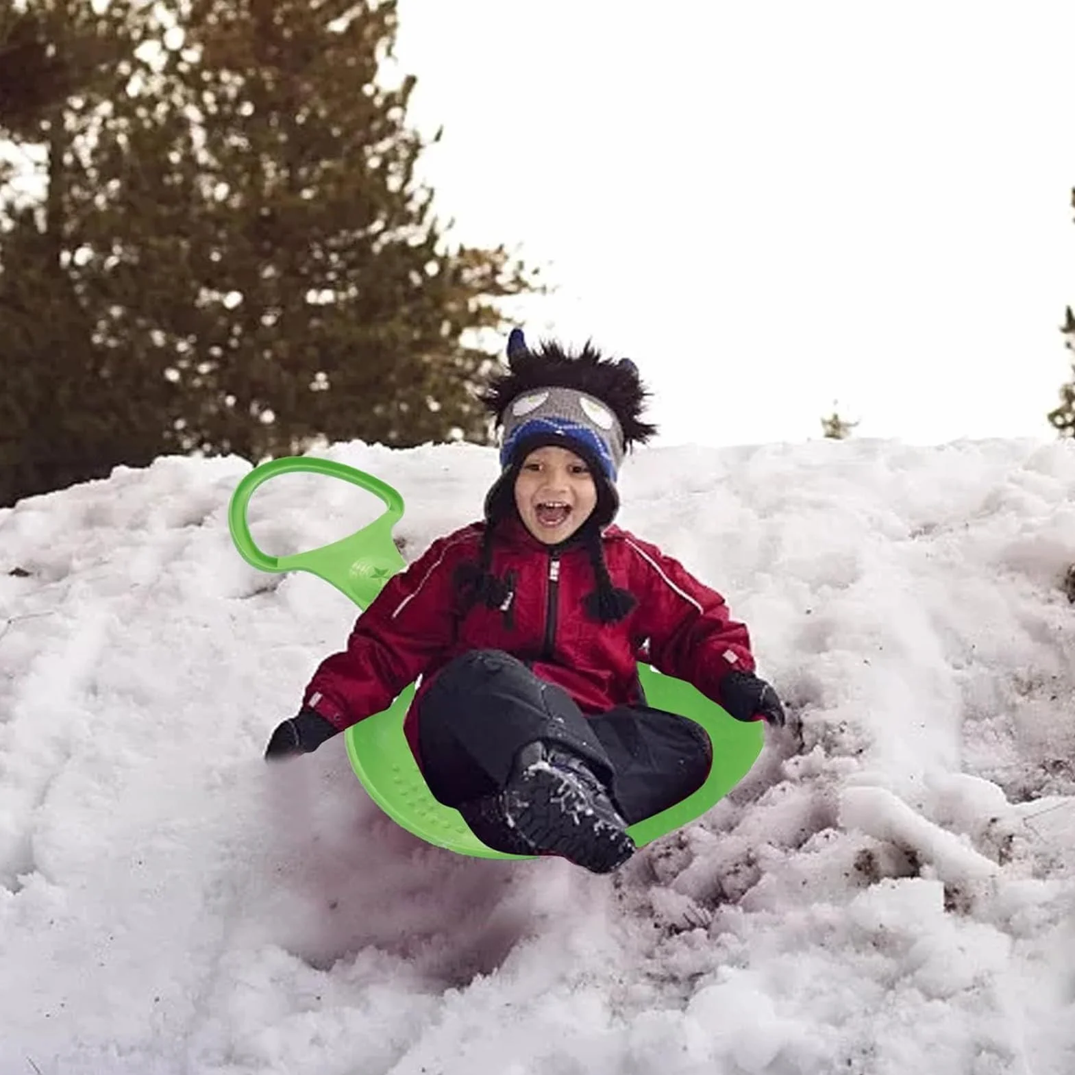 Tabla de trineo de nieve con asa portátil para niños y adultos al aire libre