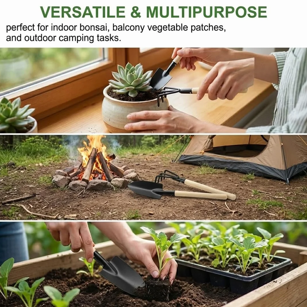 Juego de Herramientas de jardín de 6 Piezas, Mini Herramientas, Pala de jardín, pequeño Kit jardineria con rastrillo para Flores, Plantas, trasplantar y aflojar la Tierra